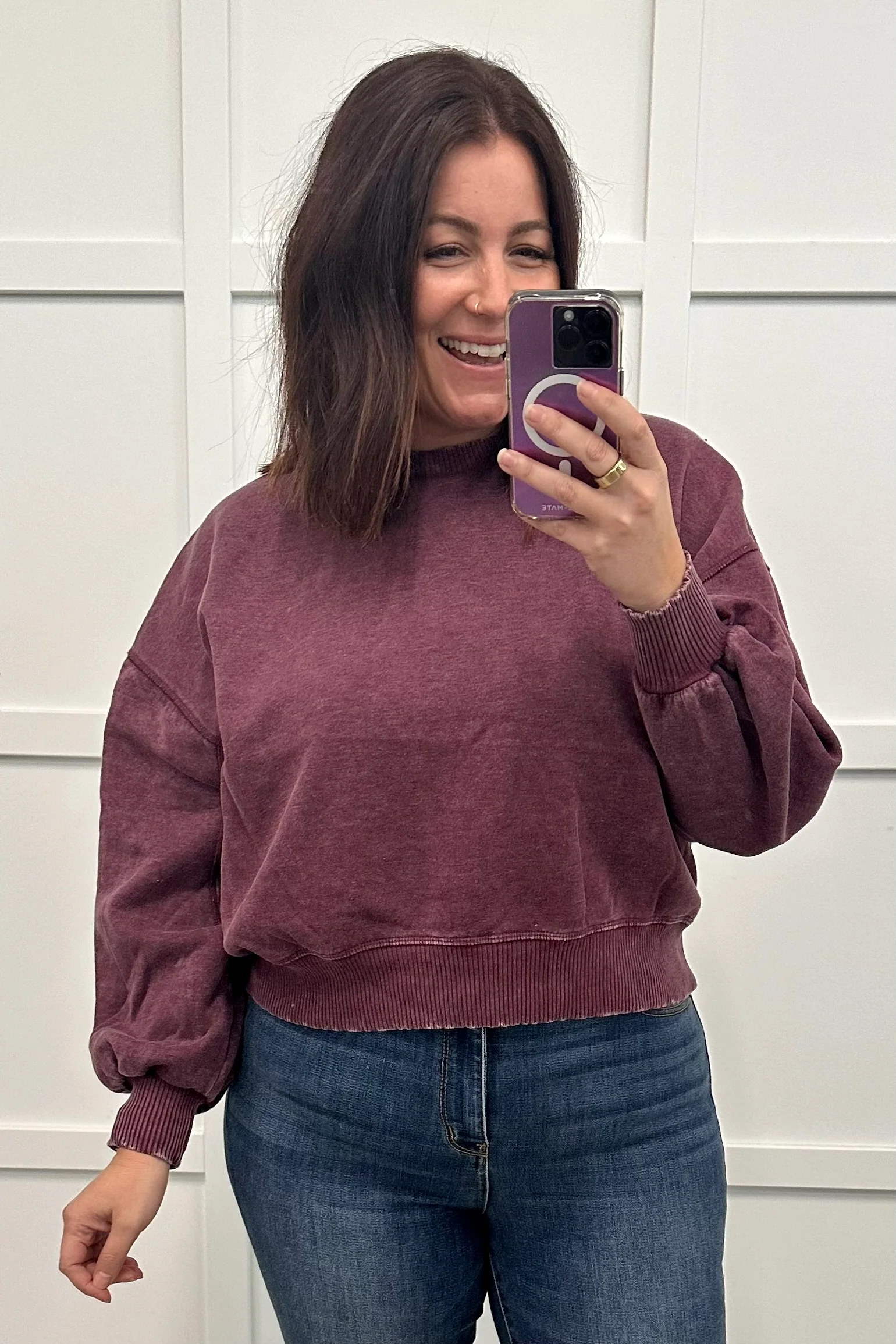 Acid Wash Oversized Pullover in Eggplant - 10/18/2023 - Image 3