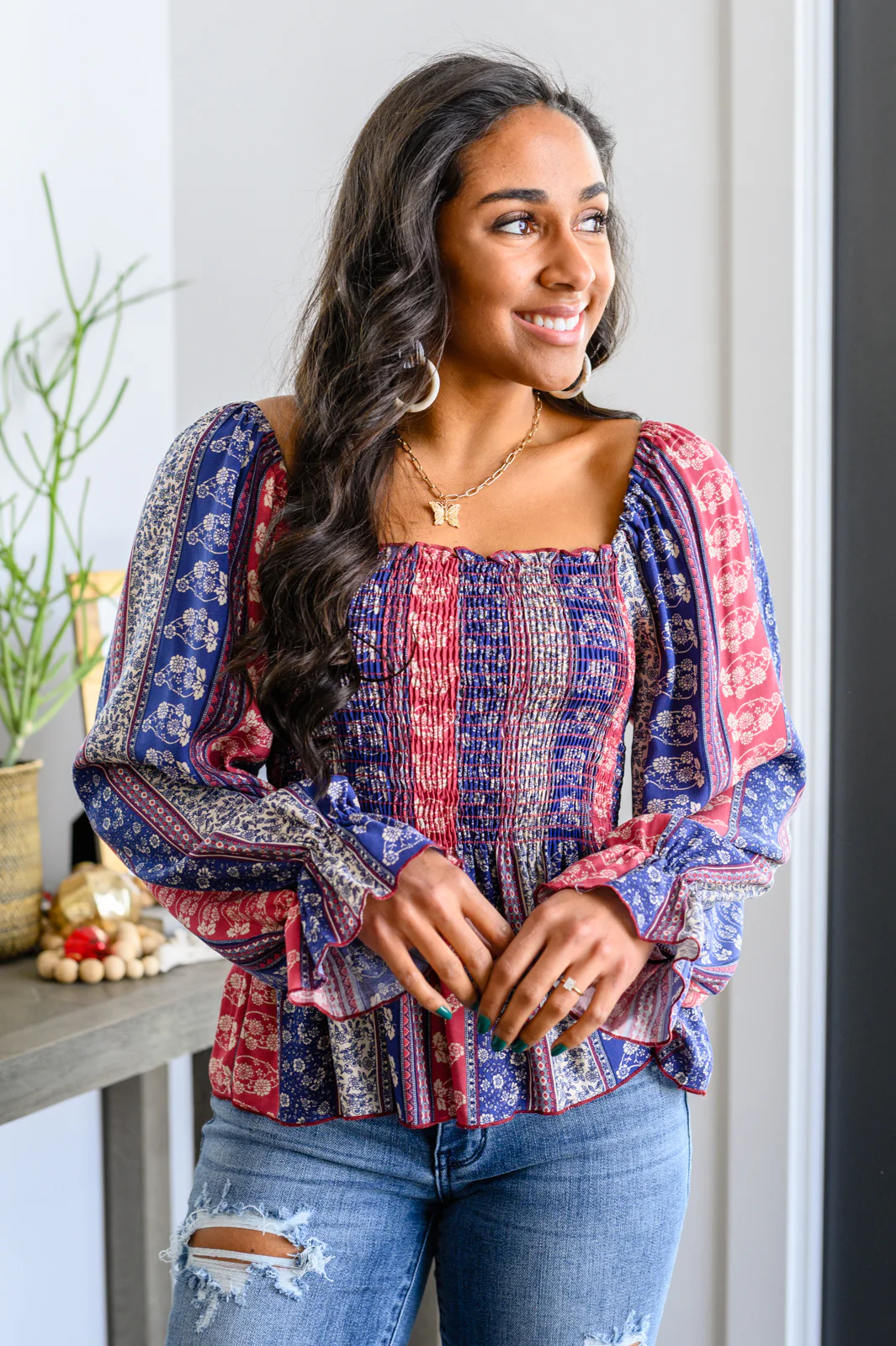 Afternoon Tea Smocked Long Sleeve Blouse - 12/29/2022 - Image 6