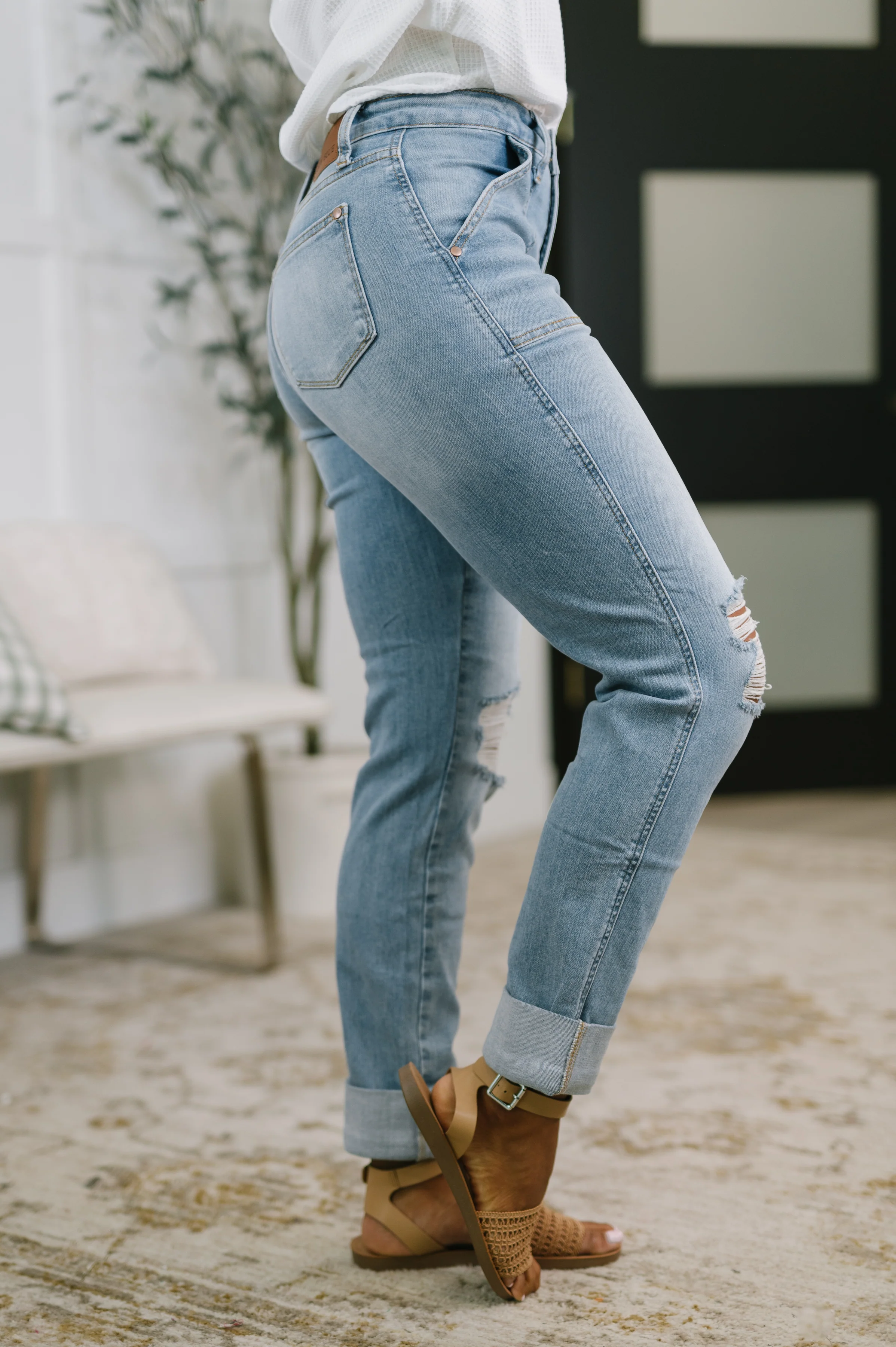 Aiden High Rise Patch Pocket Distressed Boyfriend Jeans - 5/4/2026 - Image 4