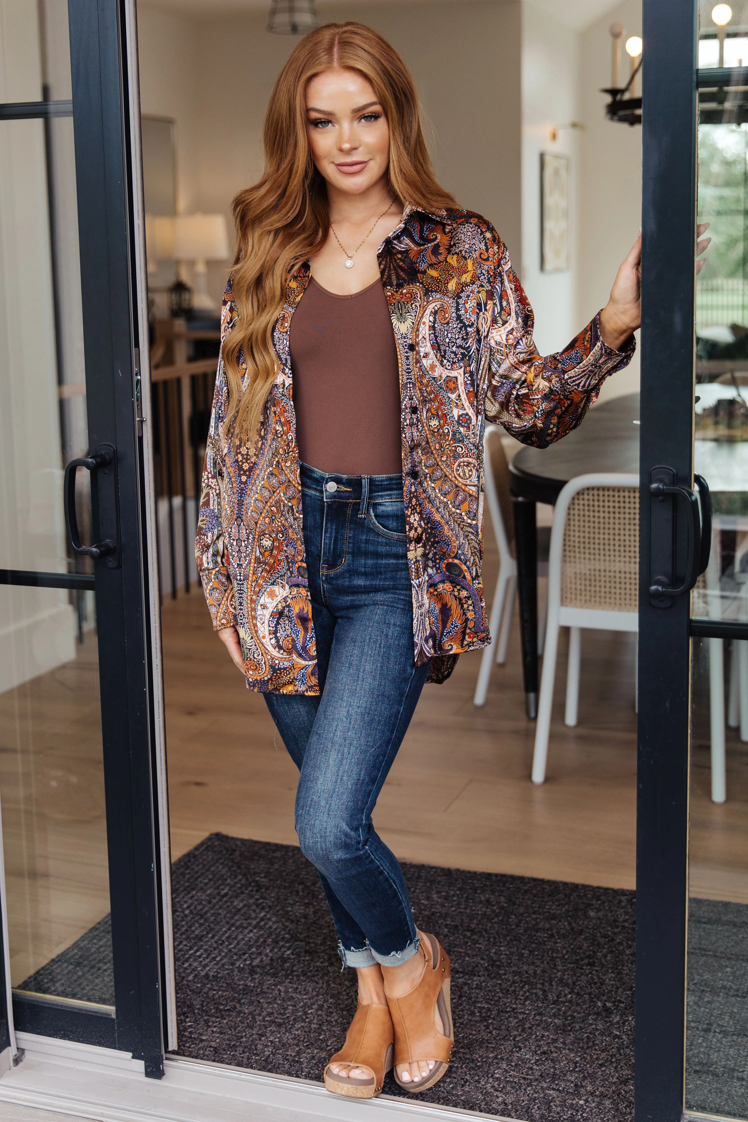 Along For the Ride Paisley Print Button Down Blouse - 9/15/2023 - Image 8