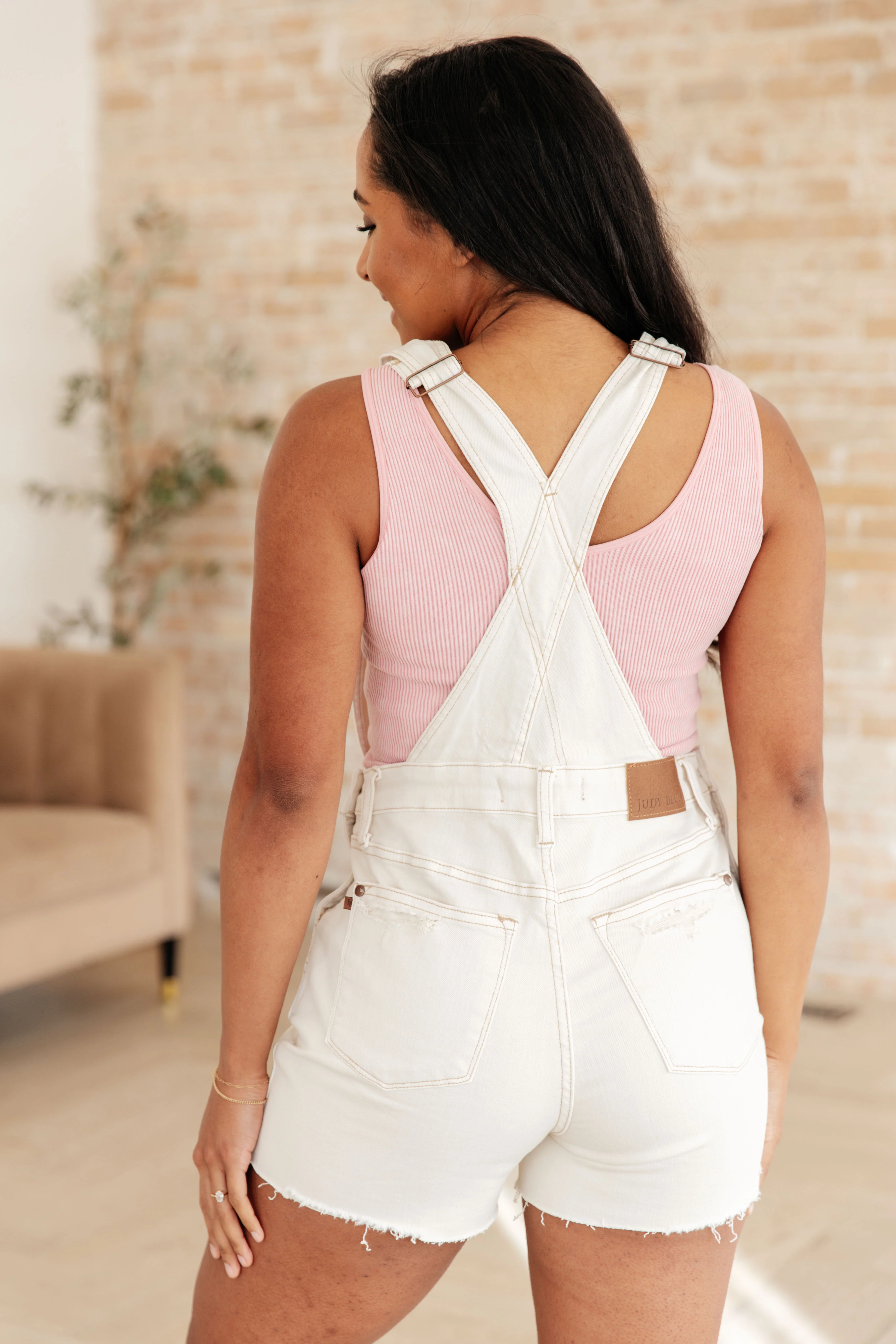 Anna High Rise Garment Dyed Cutoff Shortalls in Ecru - 3/10/2025 - Image 10