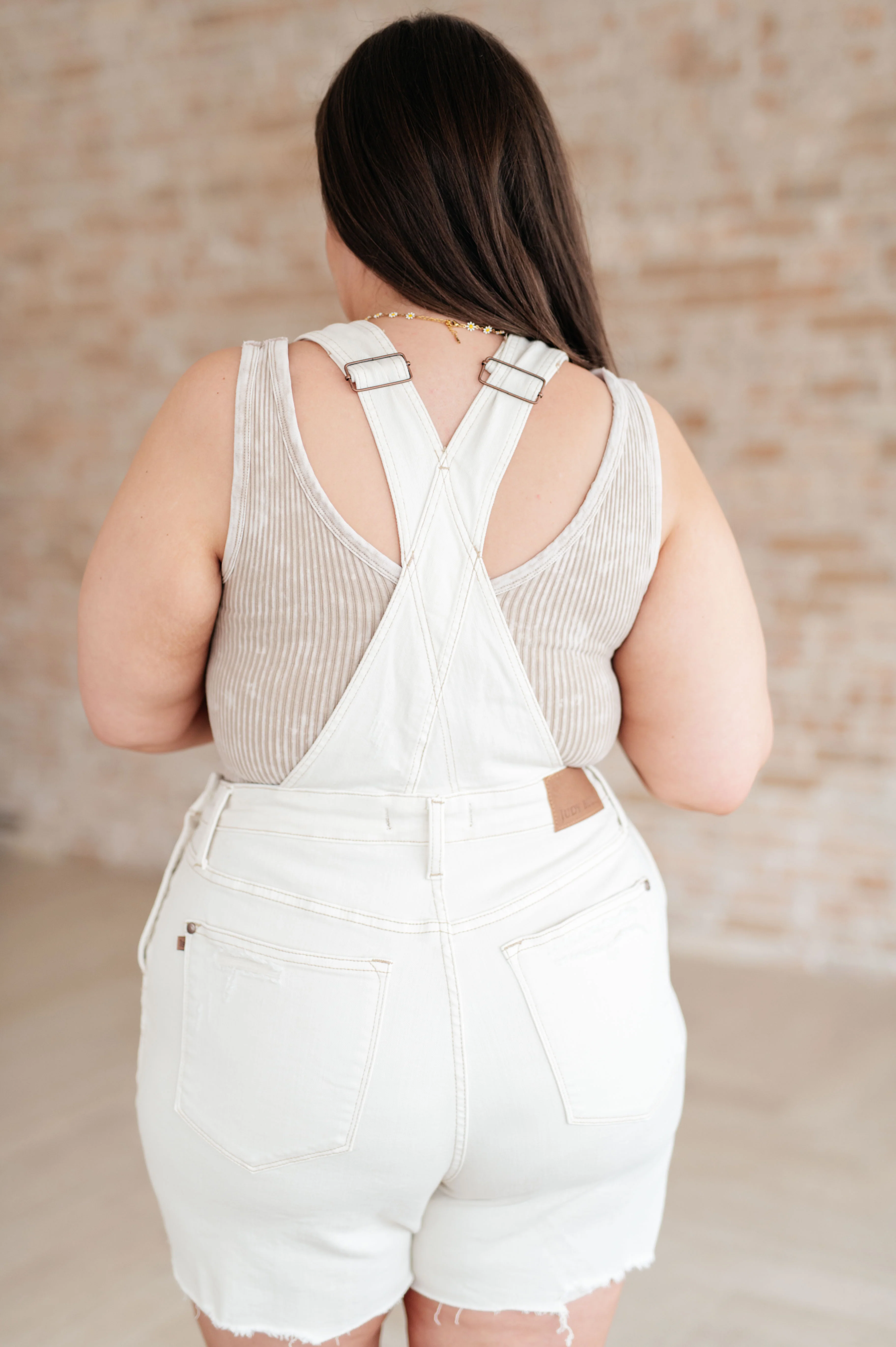 Anna High Rise Garment Dyed Cutoff Shortalls in Ecru - 3/10/2025 - Image 9