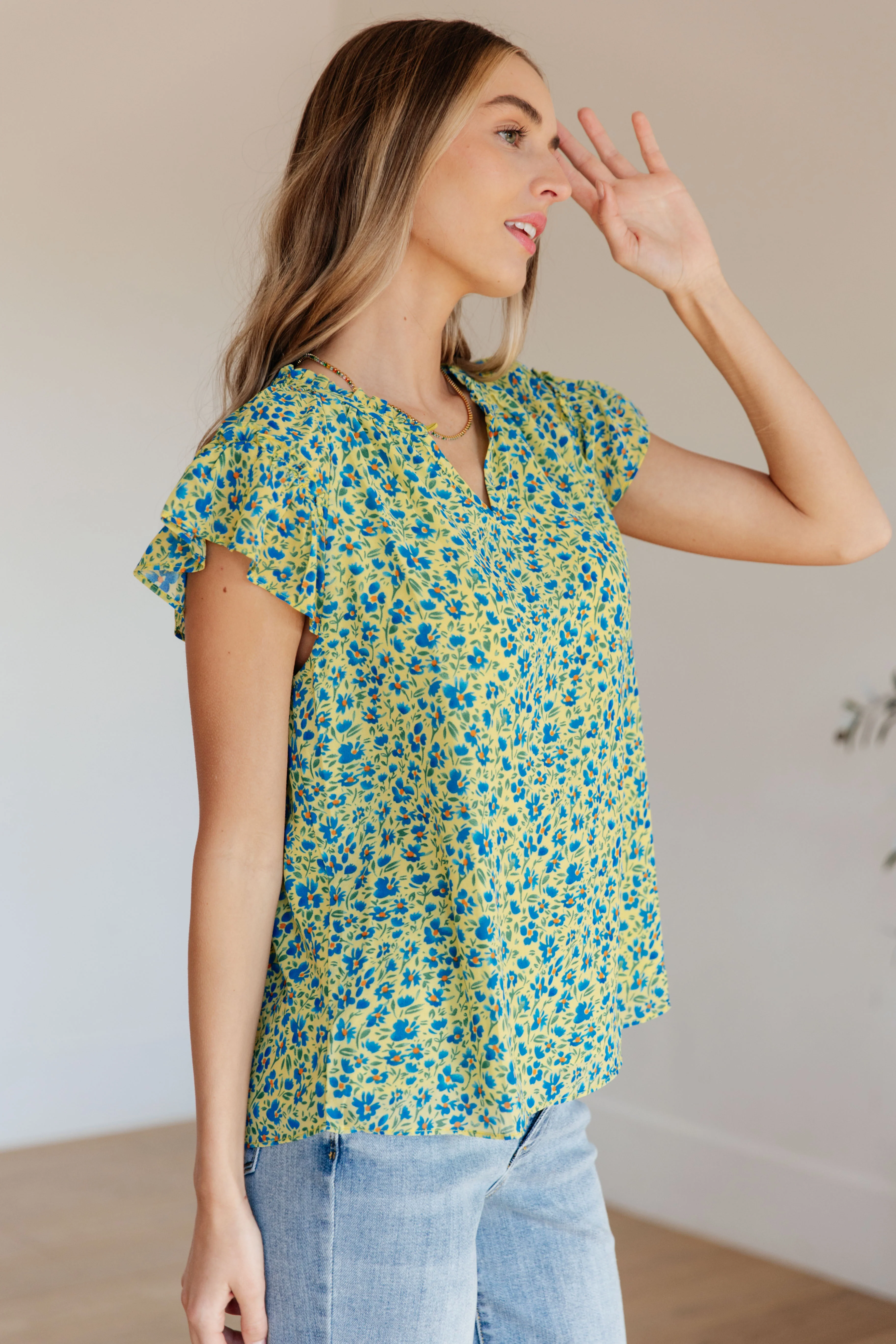 Anywhere We Go Flutter Sleeve Top in Blue Combo - 3/21/2024 - Image 7