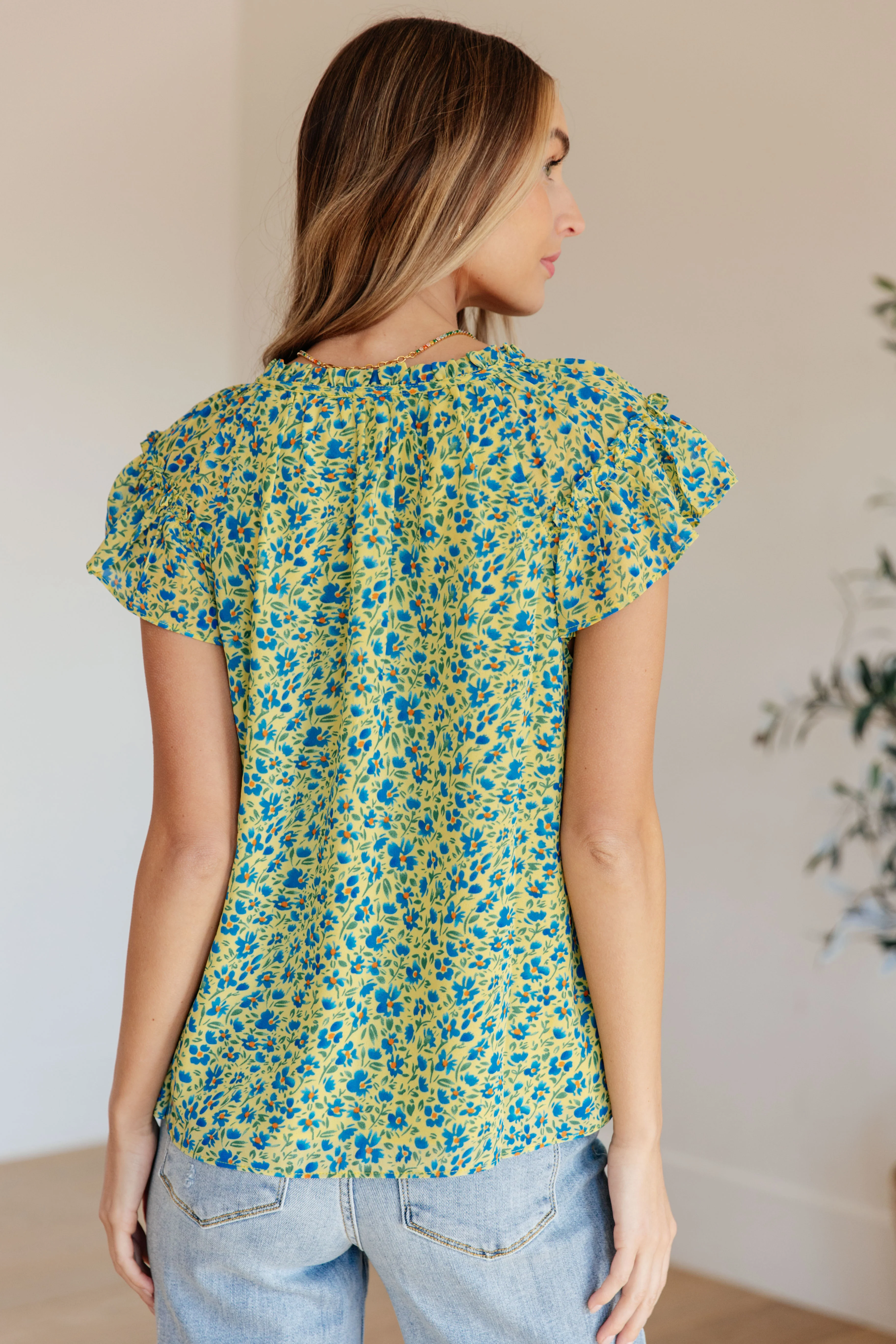 Anywhere We Go Flutter Sleeve Top in Blue Combo - 3/21/2024 - Image 9