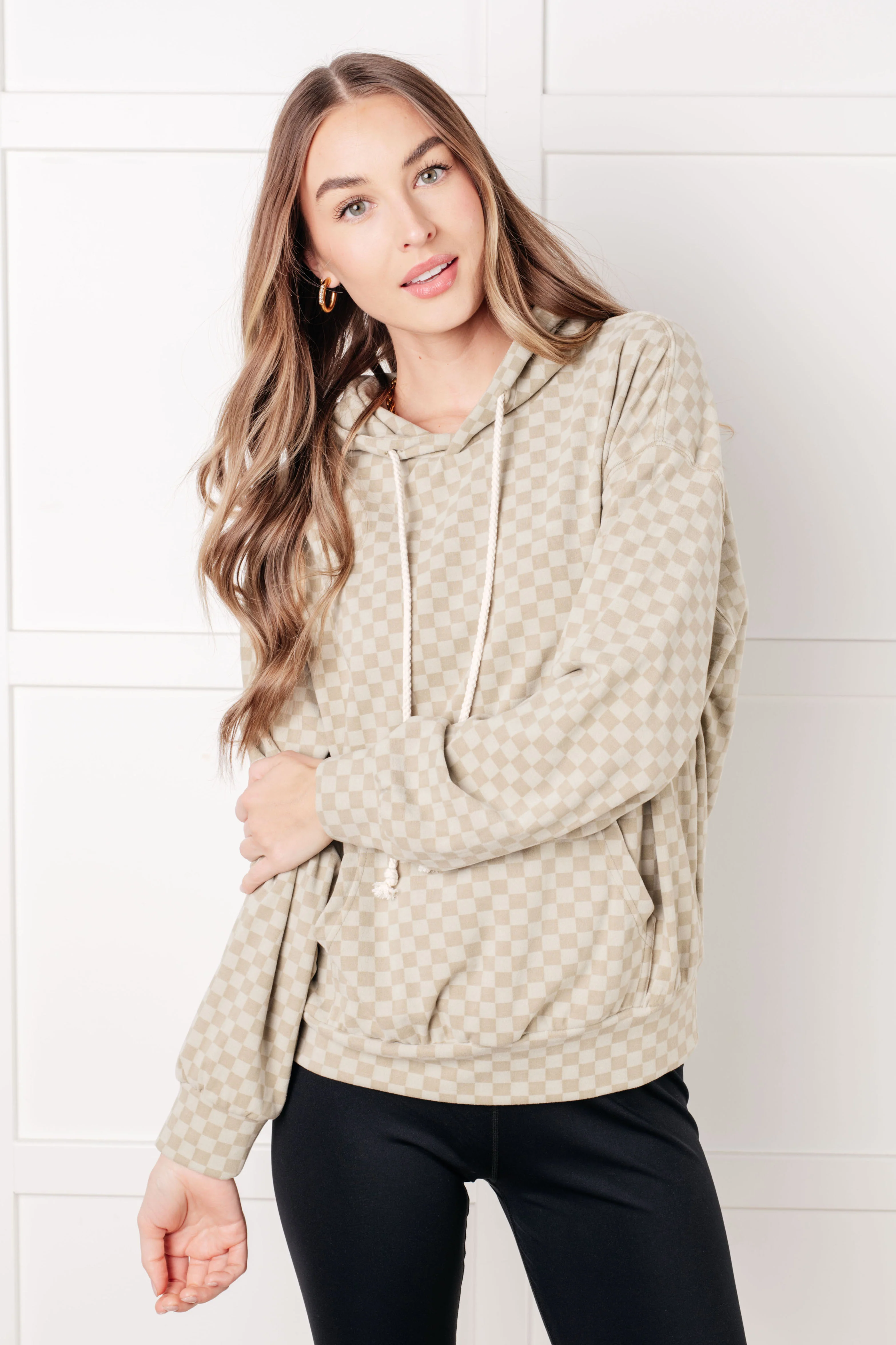 Ask Me Out Checkered Hoodie in Sage - 10/9/2025 - Image 2