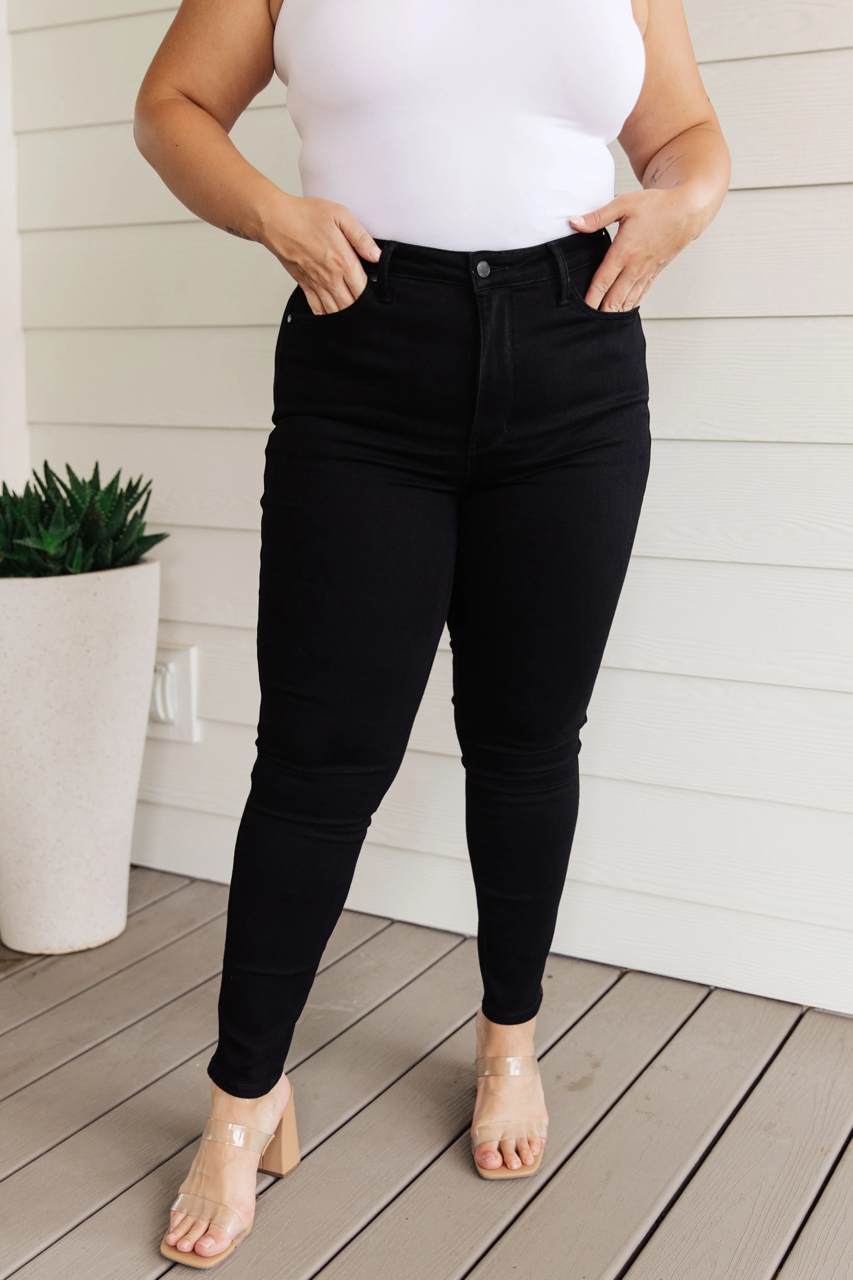 Audrey High Rise Control Top Classic Skinny Jeans in Black - 8/23/2023 EVERGREEN - Image 3