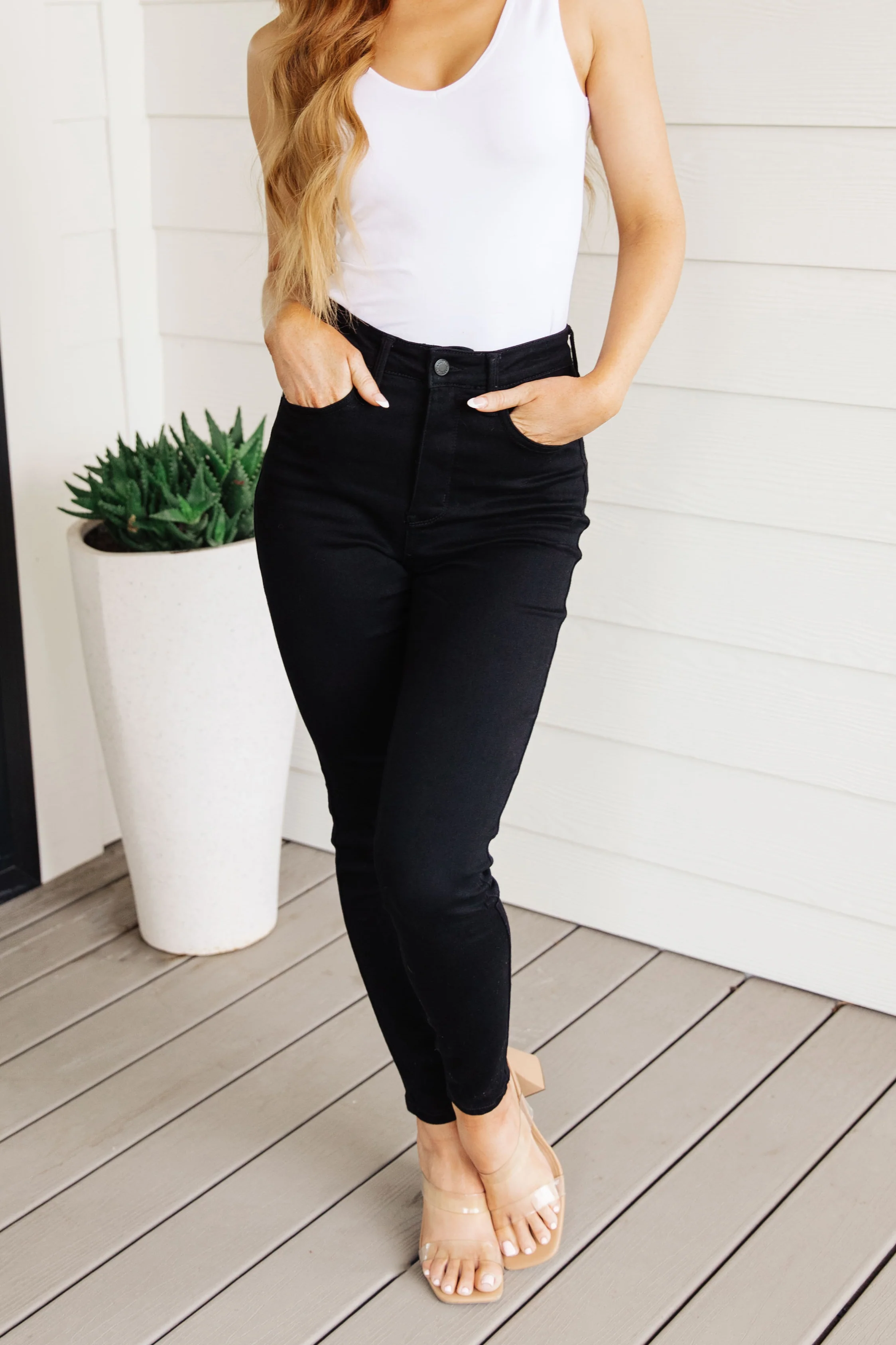 Audrey High Rise Control Top Classic Skinny Jeans in Black - 8/23/2023 EVERGREEN - Image 4