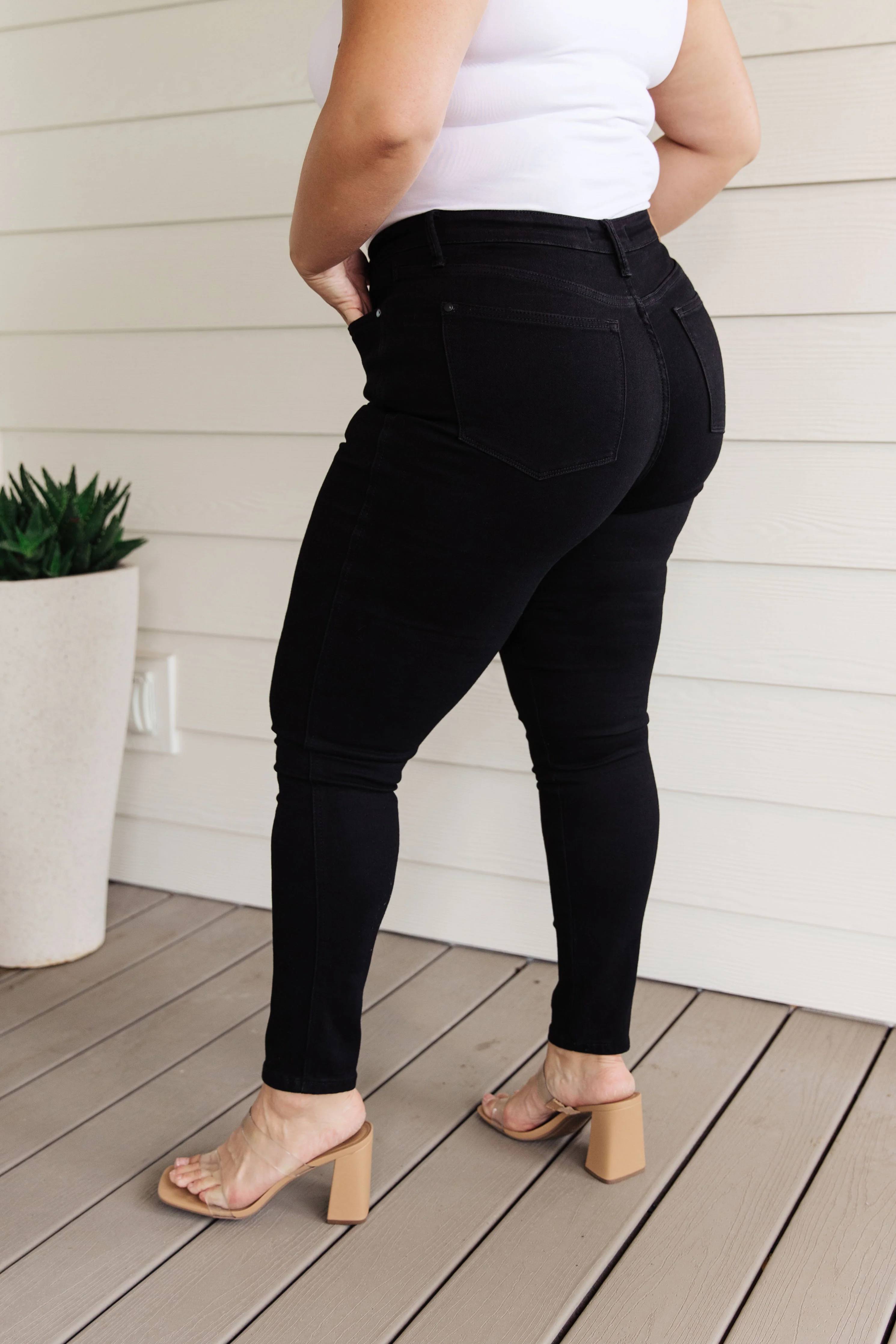 Audrey High Rise Control Top Classic Skinny Jeans in Black - 8/23/2023 EVERGREEN - Image 5