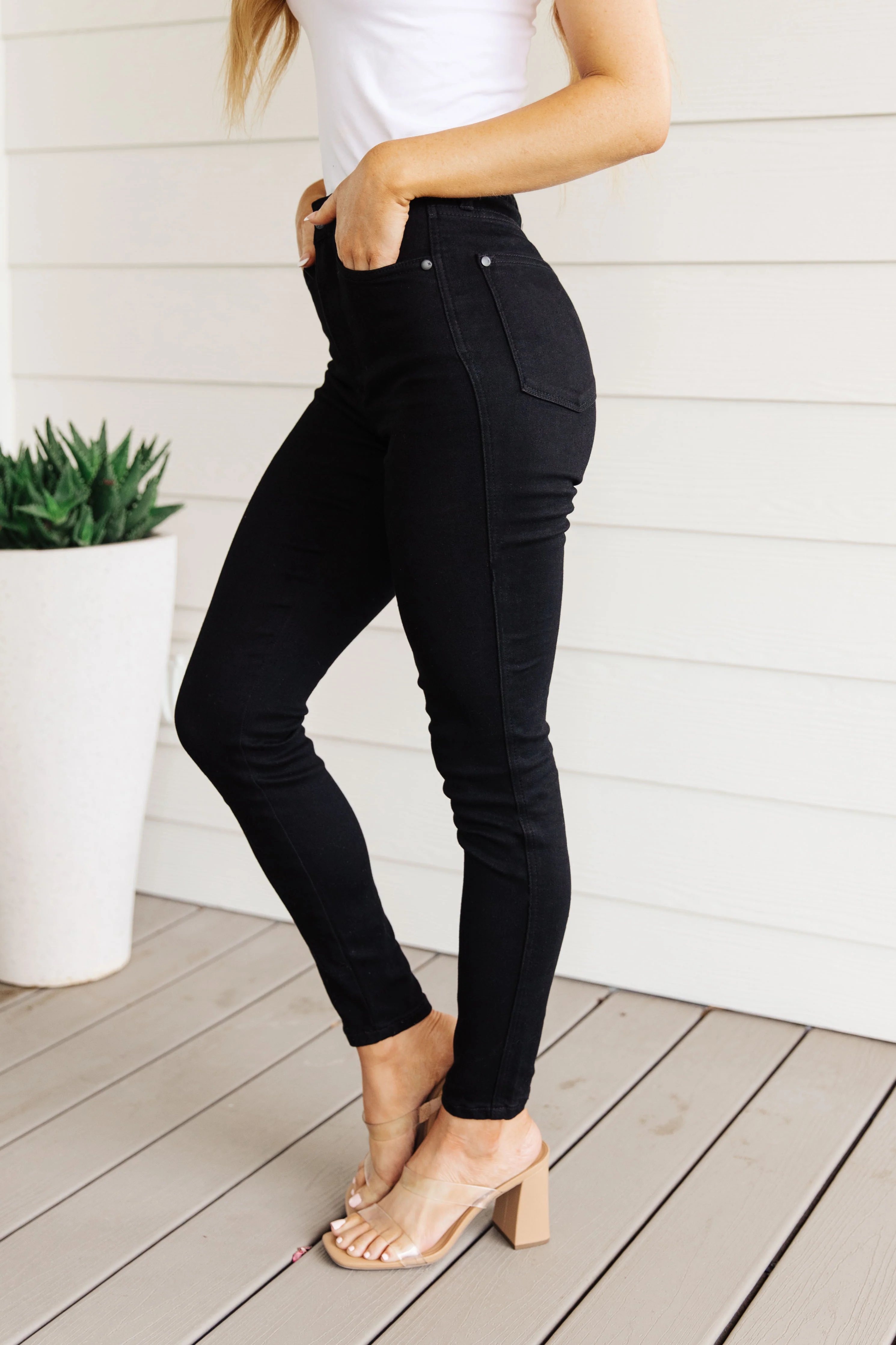 Audrey High Rise Control Top Classic Skinny Jeans in Black - 8/23/2023 EVERGREEN - Image 6