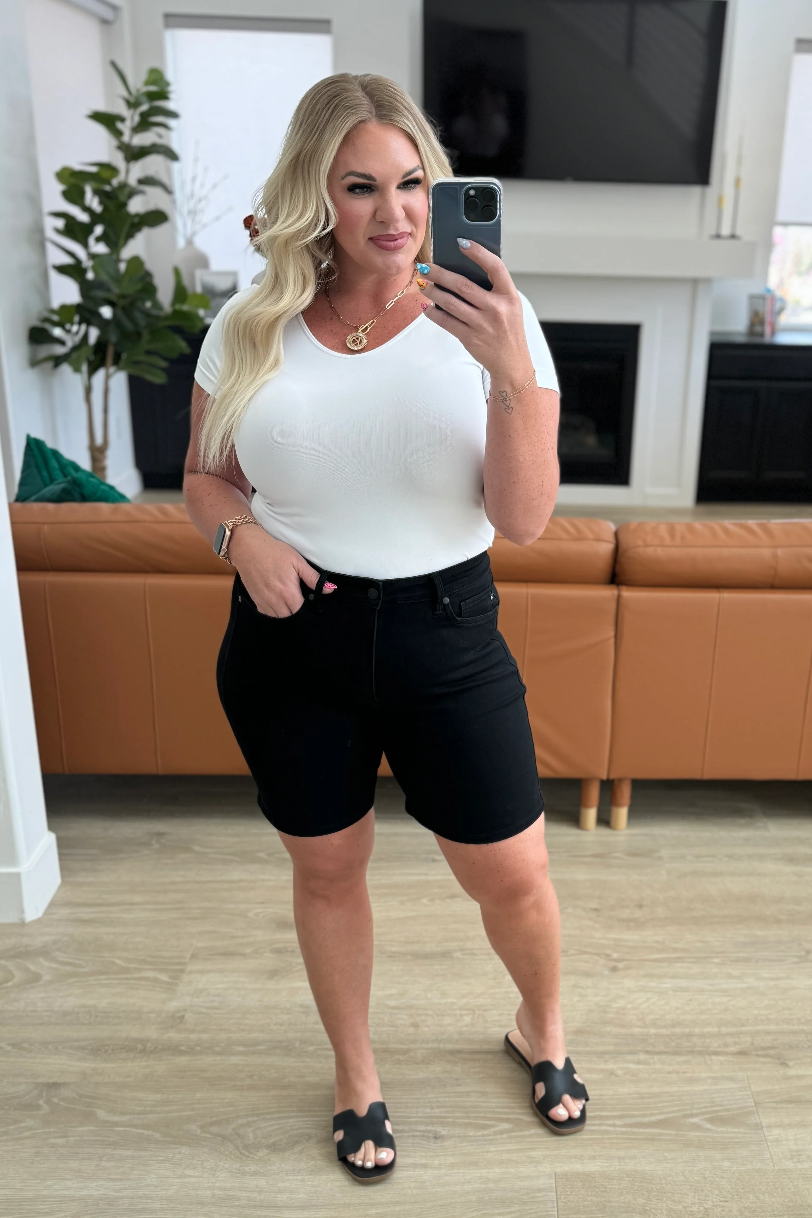 Ava High Rise Control Top Cuffed Shorts in Black - 3/27/2024 - Image 11