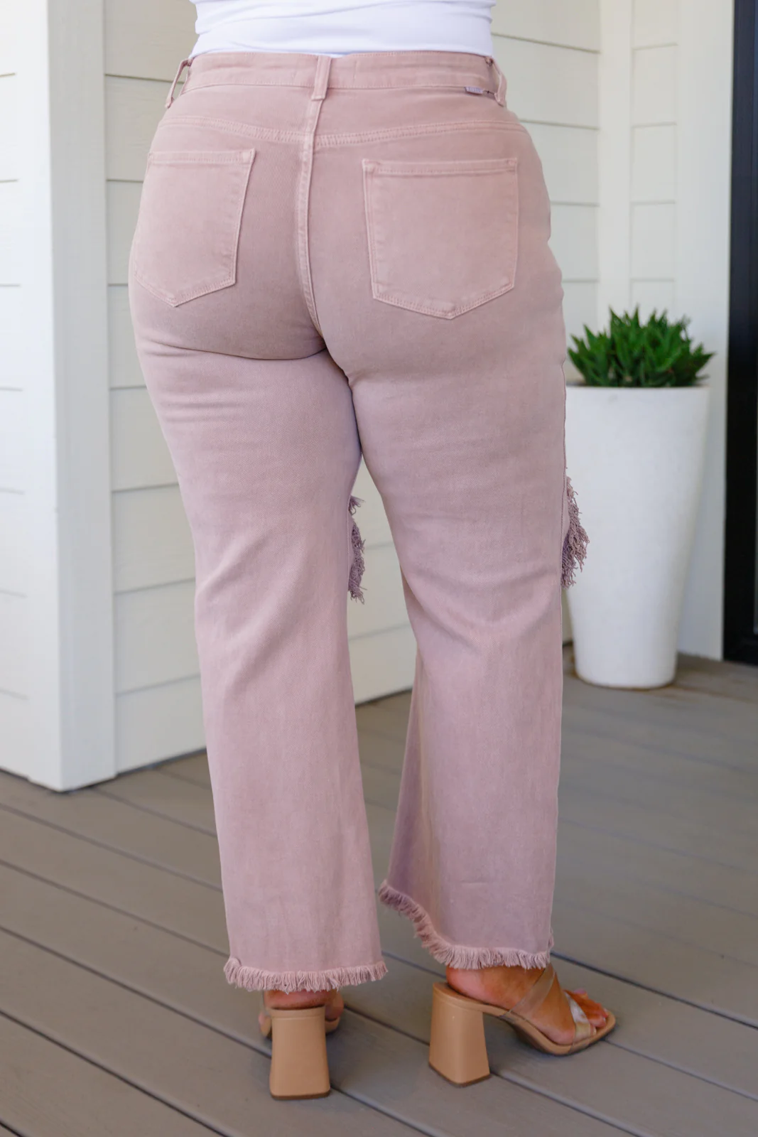 Babs High Rise Distressed Straight Jeans in Mauve - 8/31/2023 - Image 10