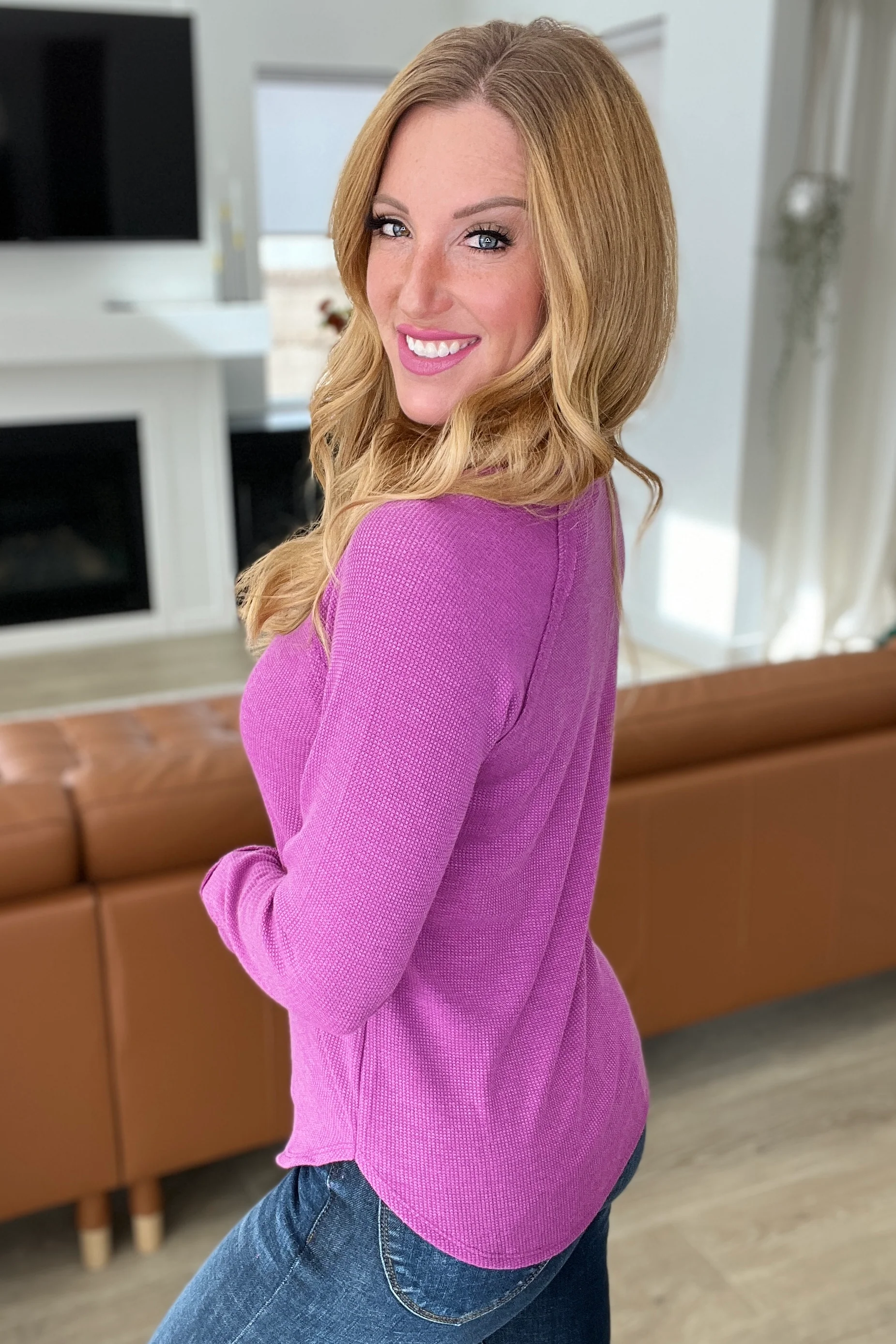 Baby Waffle Long Sleeve Top in Light Plum - 11/29/2023 - Image 4