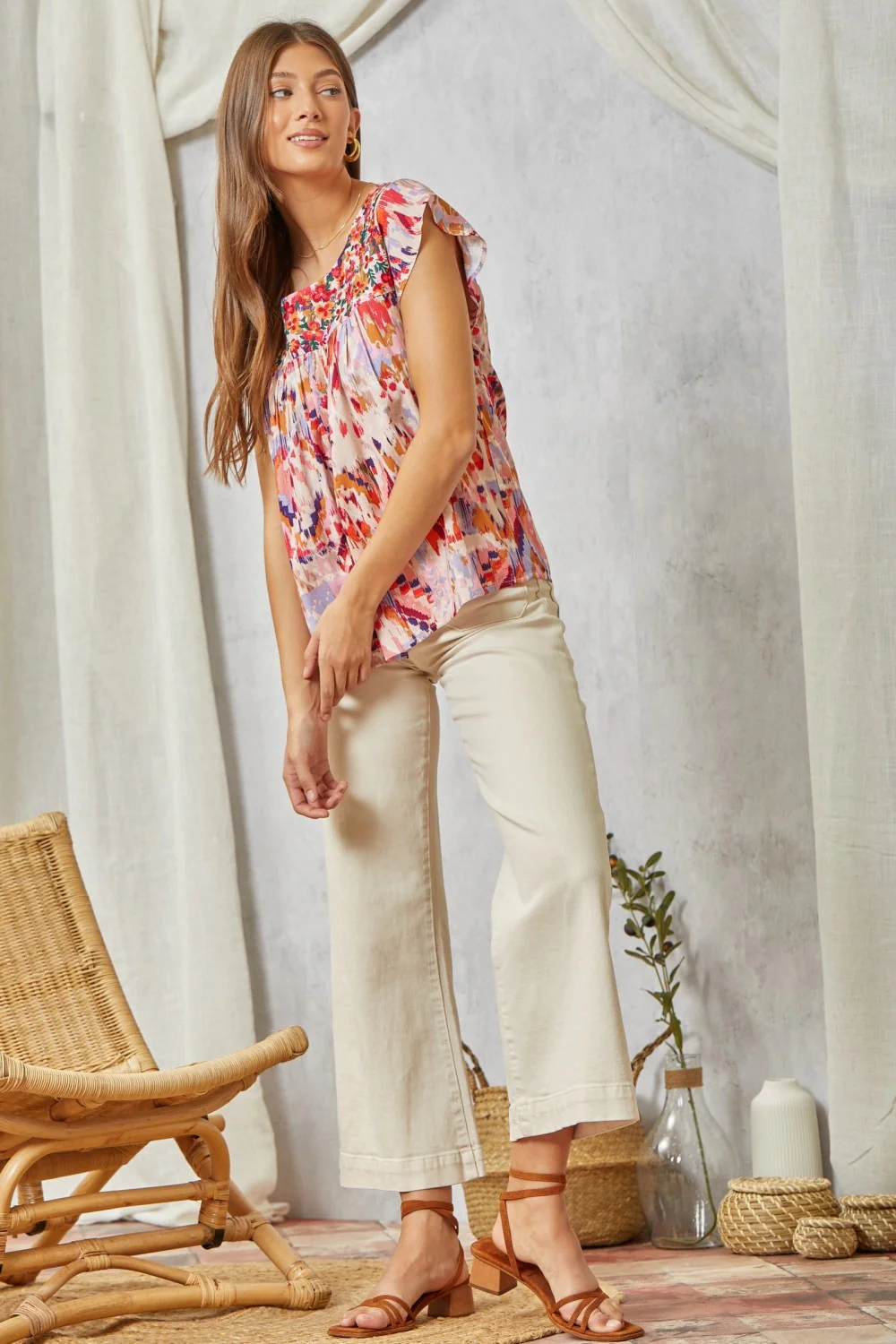 Babydoll Top with Embroidered Yoke - Image 5