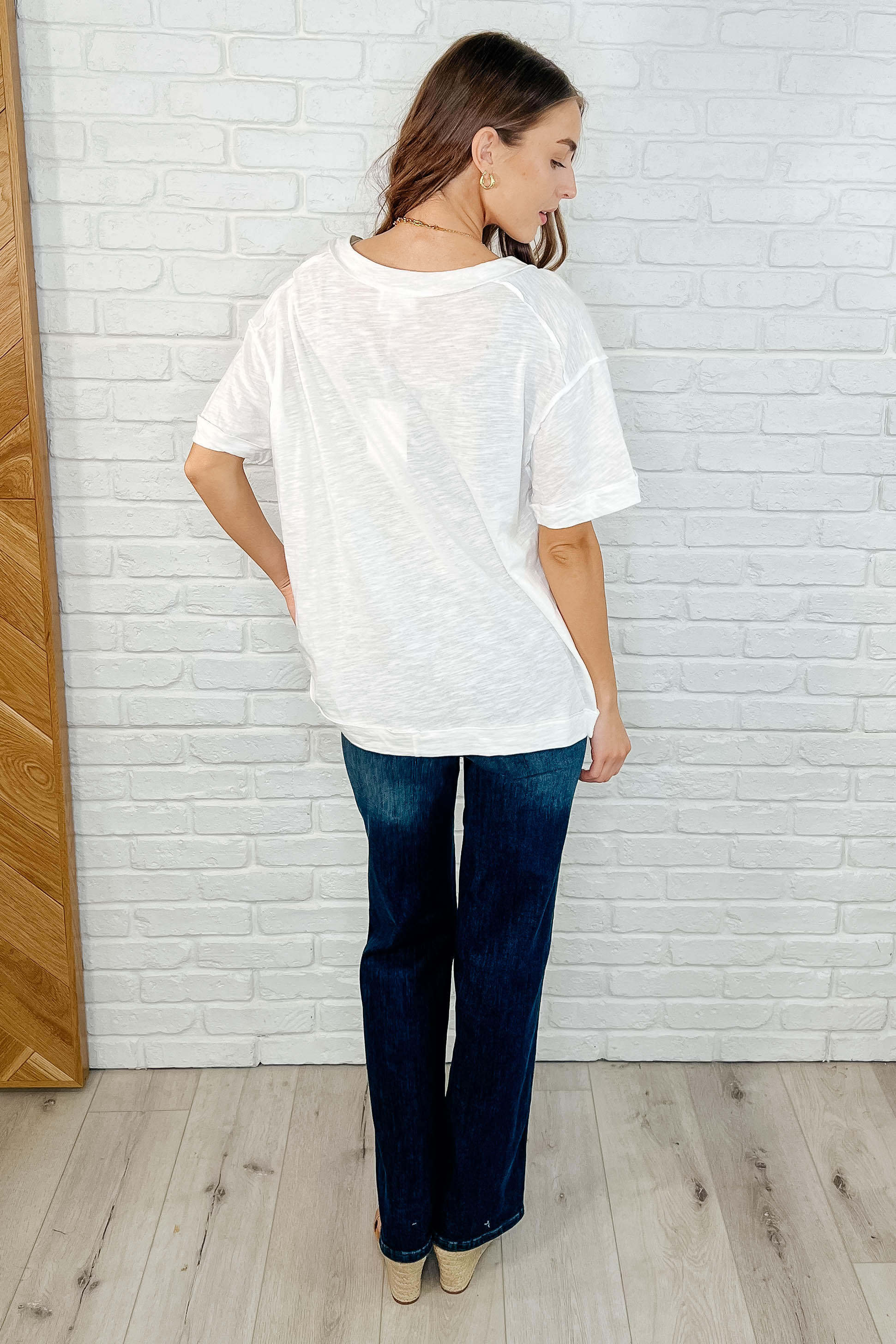 Basic Instinct Drop Shoulder V-Neck Tee in Ivory - 3/28/2025 - Image 4