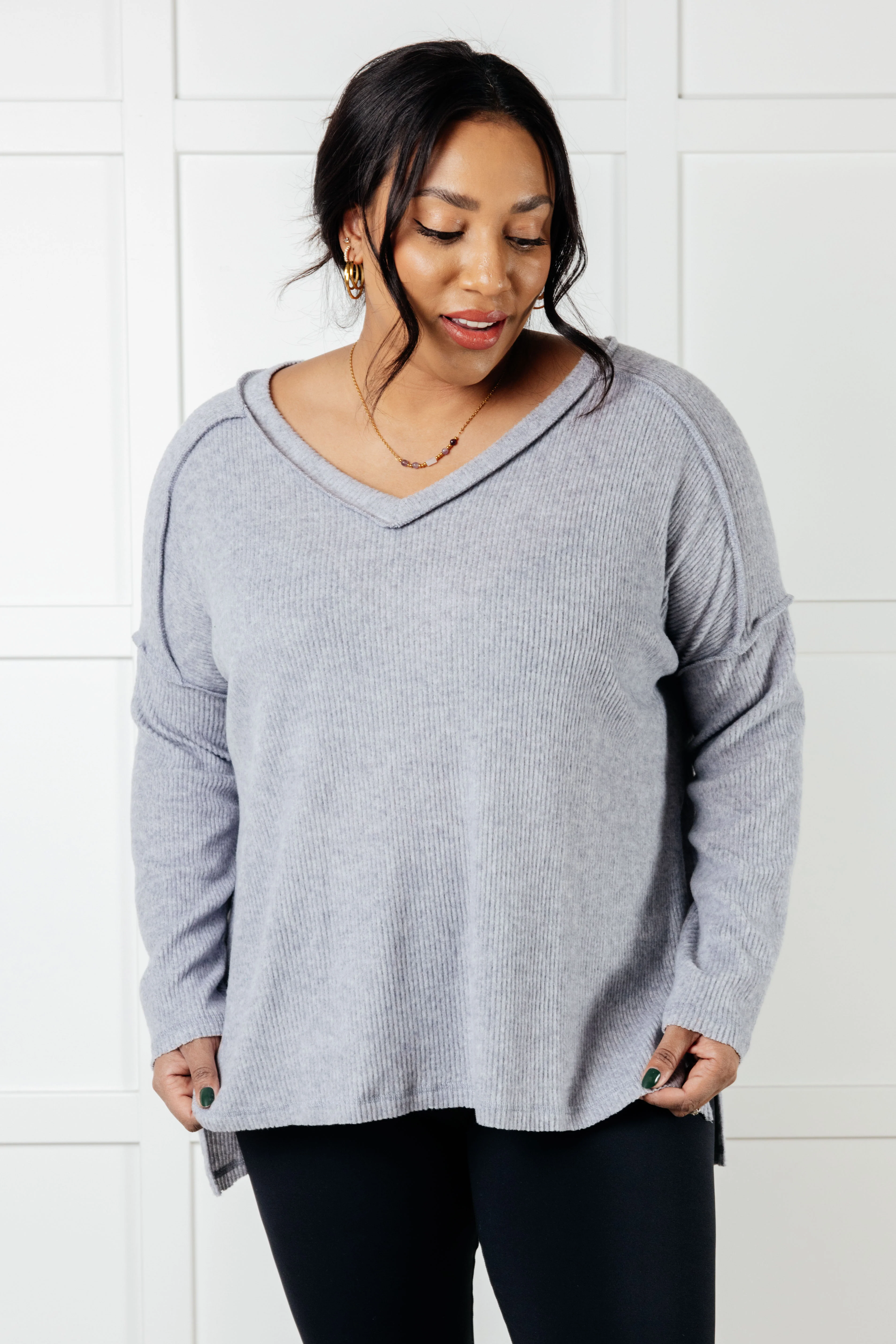 Basically Freezing Brushed Hacci Top in Heather Grey - 1/1/2025 - Image 2