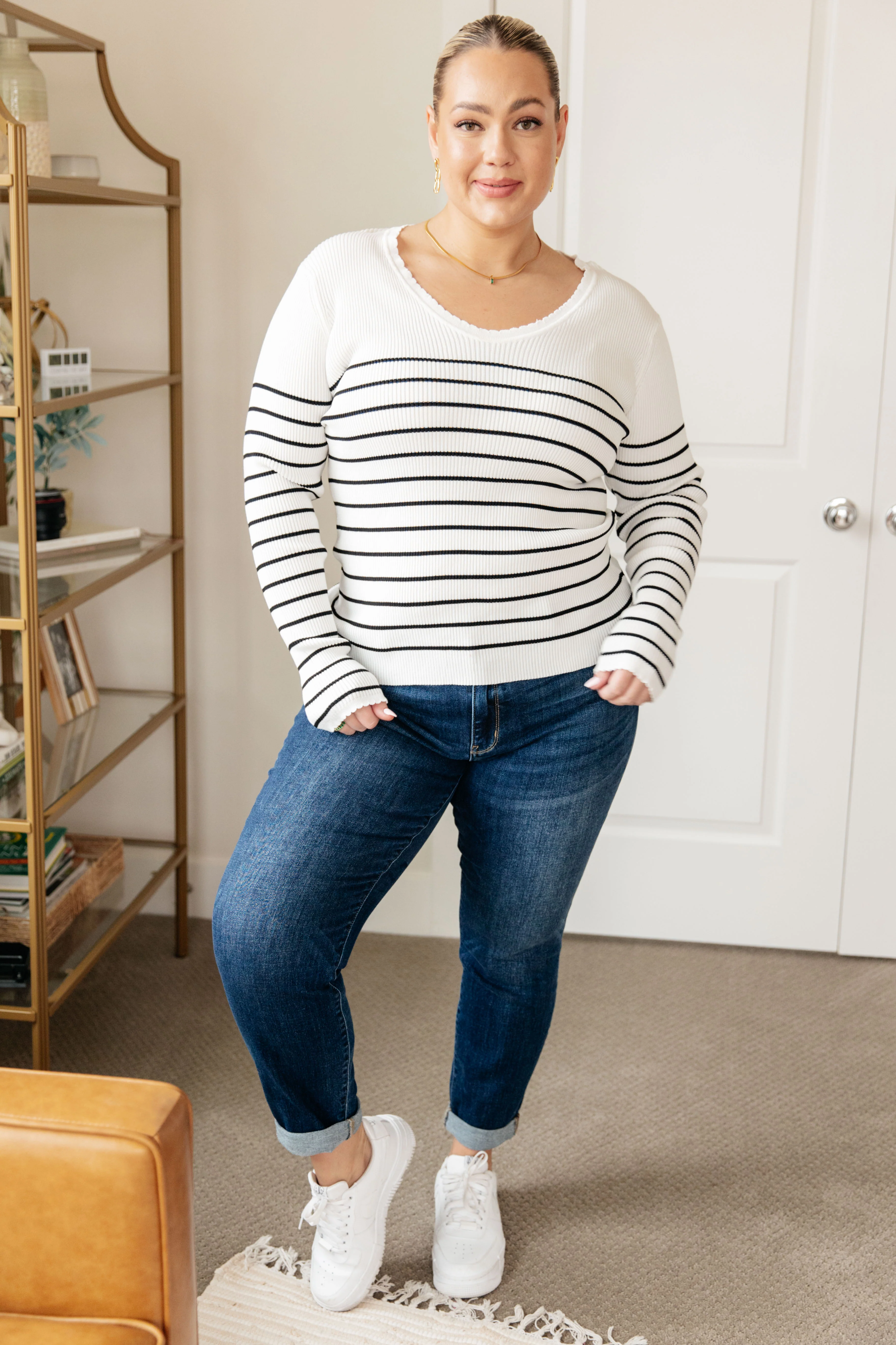 Be Still V-Neck Striped Sweater - 2/13/2024 - Image 4