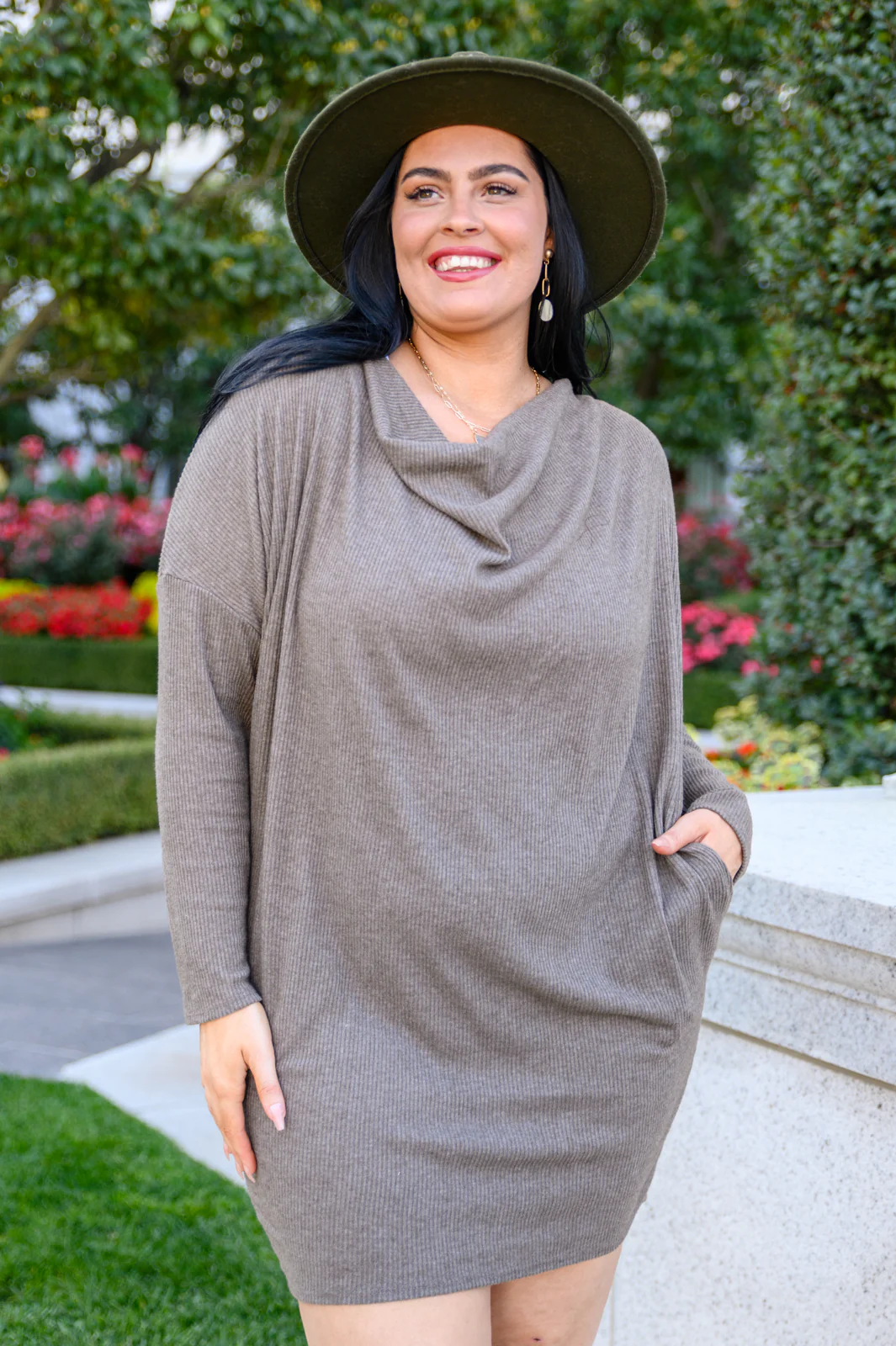 Be True Cowl Neck Knit Mini Dress In Cocoa - 10/27/2022 - Image 3