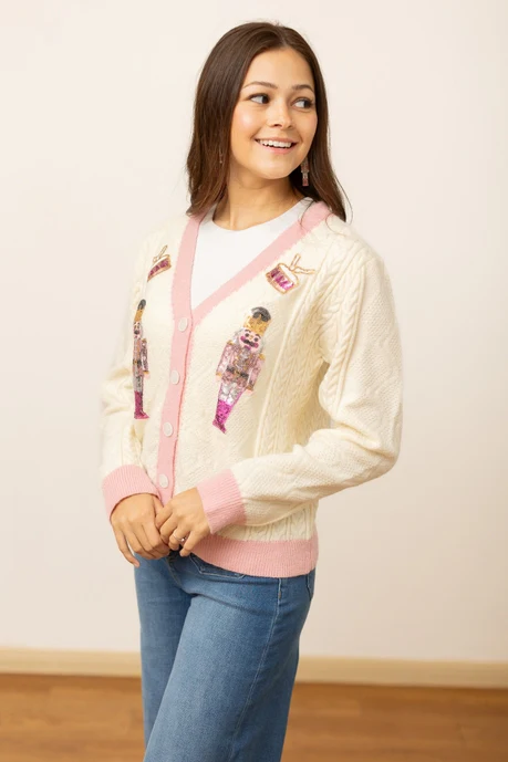 Beige and Pink Nutcracker Sweater - Image 4