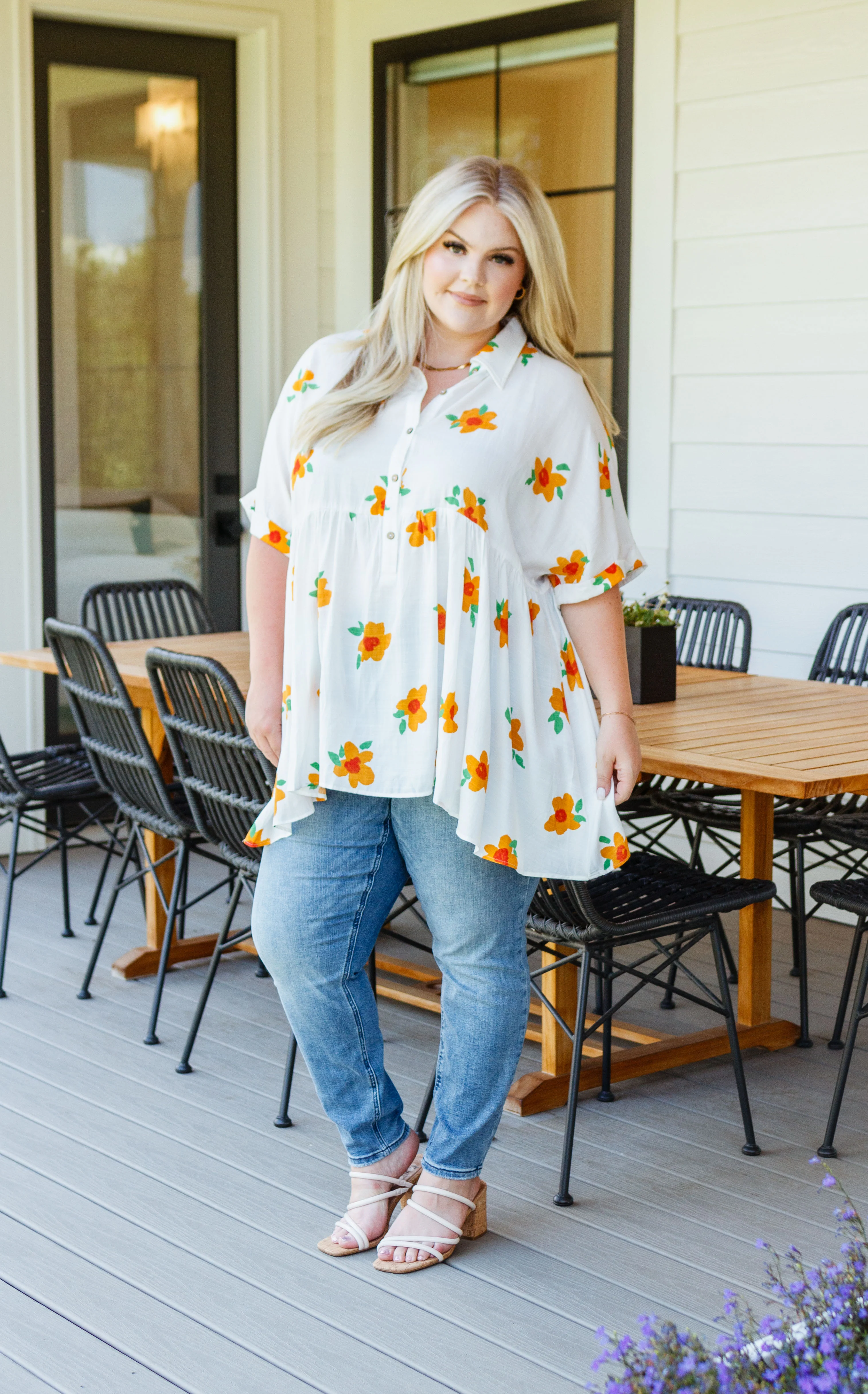 Blissed Out Button Up Babydoll Tunic - 8/10/2023 - Image 8