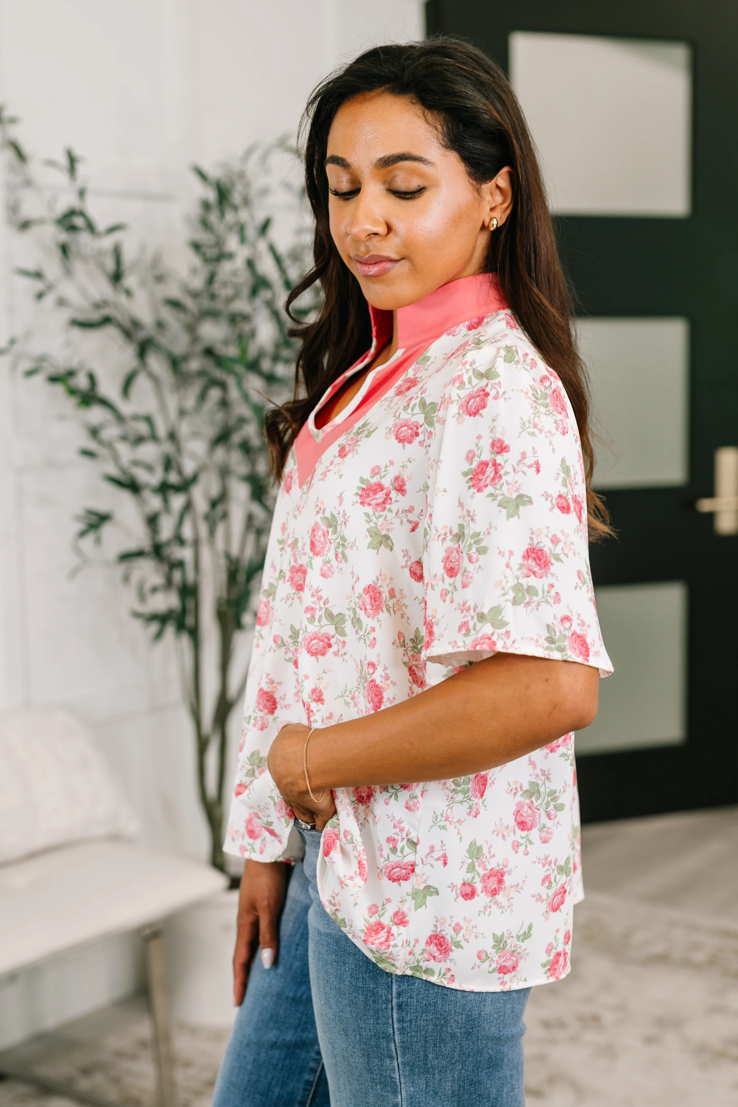 Blooming Season Split Neck Floral Blouse - 6/26/2026 NEW - Image 4