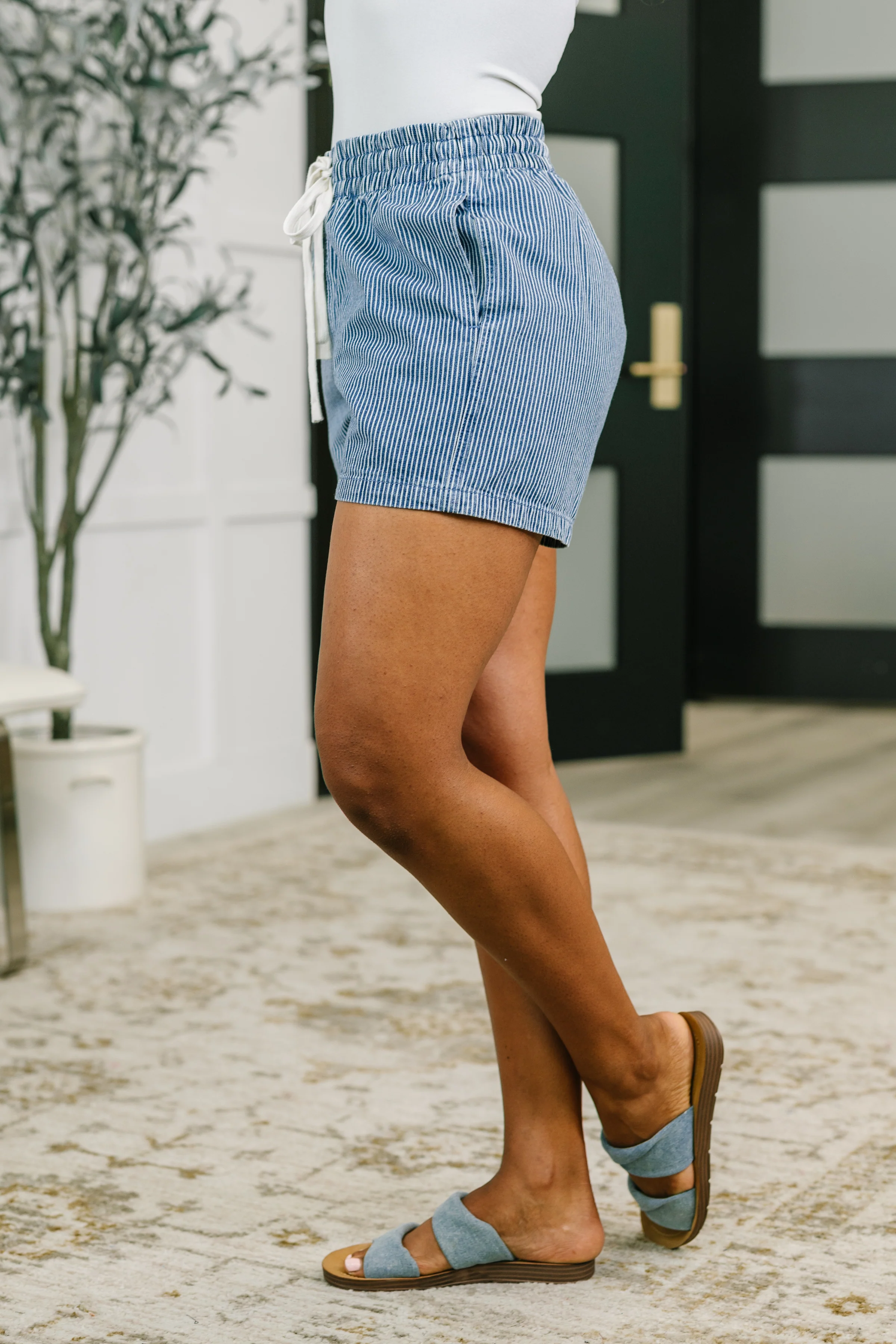 Boardwalk Talks Drawstring Shorts in Dark Blue - 6/26/2026 NEW - Image 4