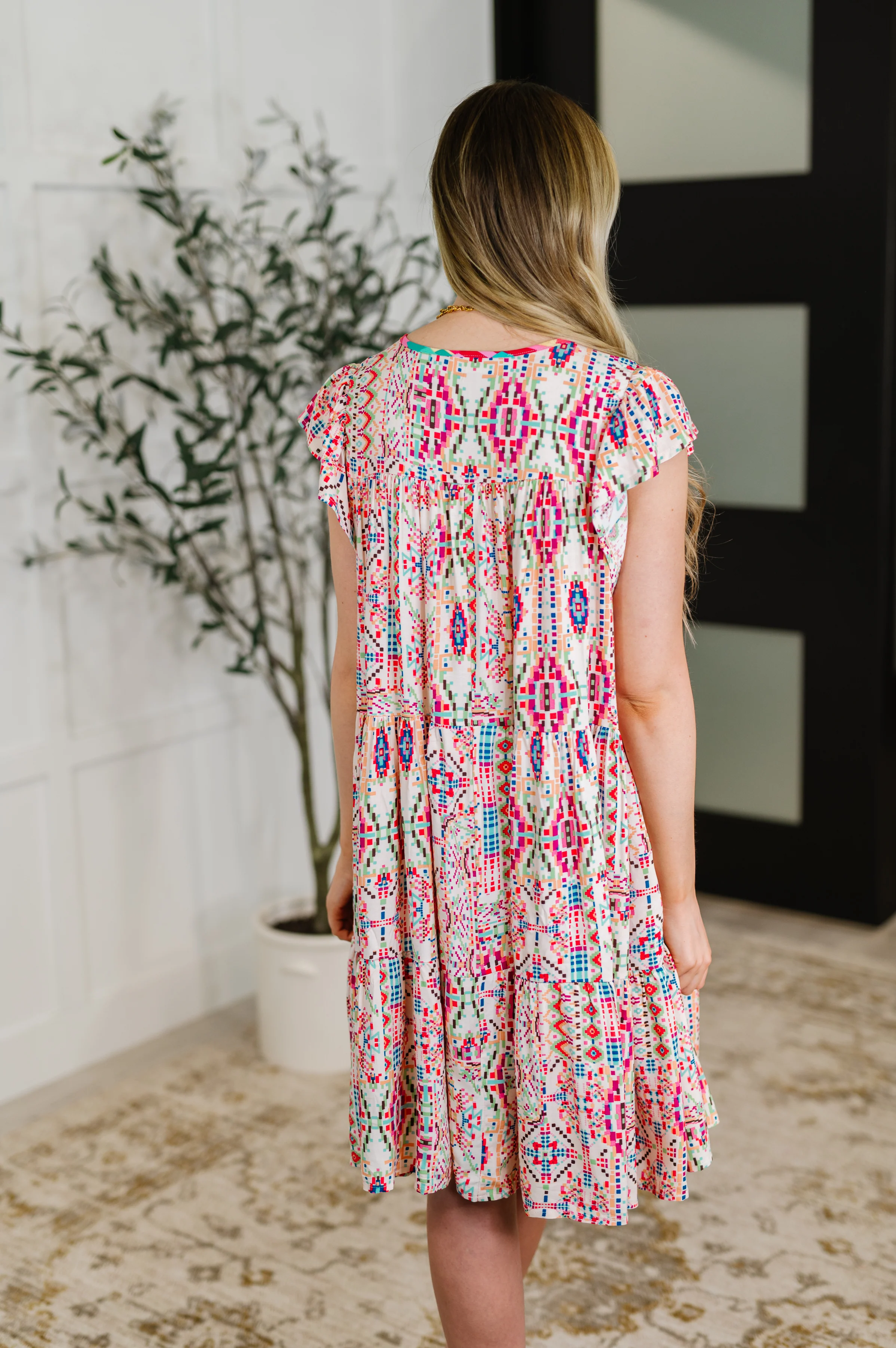 Boho and Behold Flutter Sleeve Dress in Blush/Fuchsia/Mint - 6/22/2026 - Image 5
