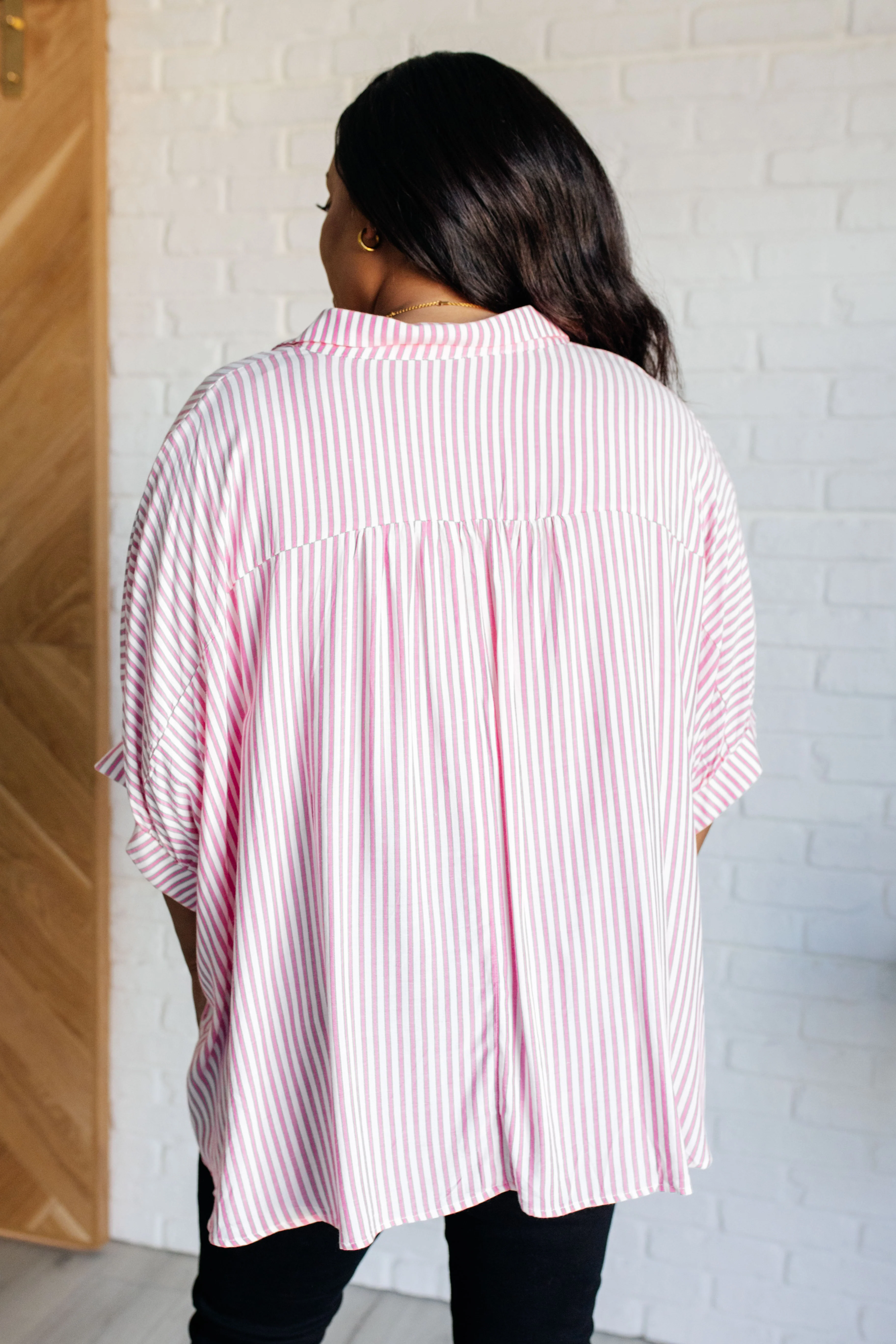 Boxy Striped Button Up in Hot Pink - 7/17/2025 - Image 7