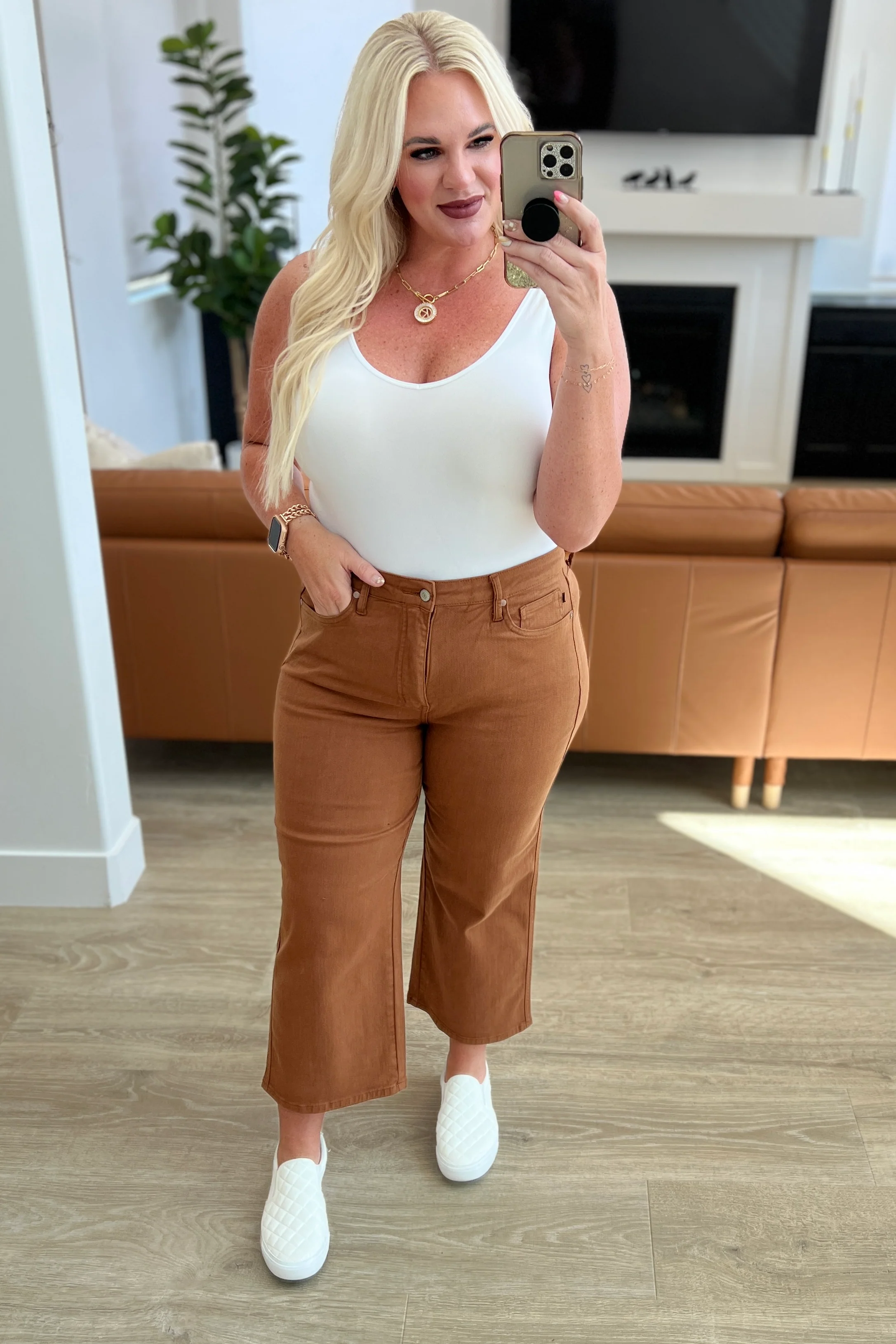 Briar High Rise Control Top Wide Leg Crop Jeans in Camel - 9/13/2023 - Image 13