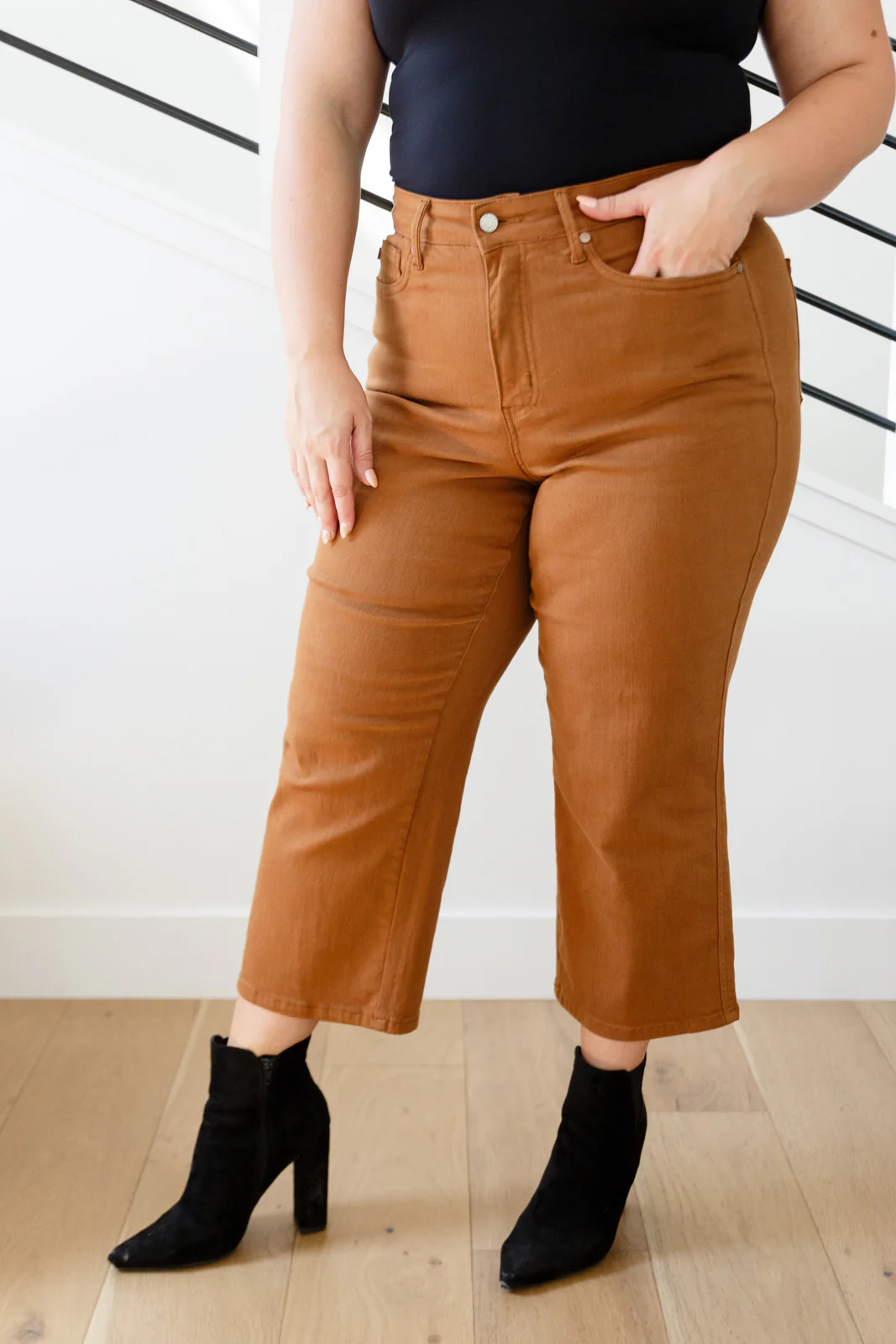 Briar High Rise Control Top Wide Leg Crop Jeans in Camel - 9/13/2023 - Image 6