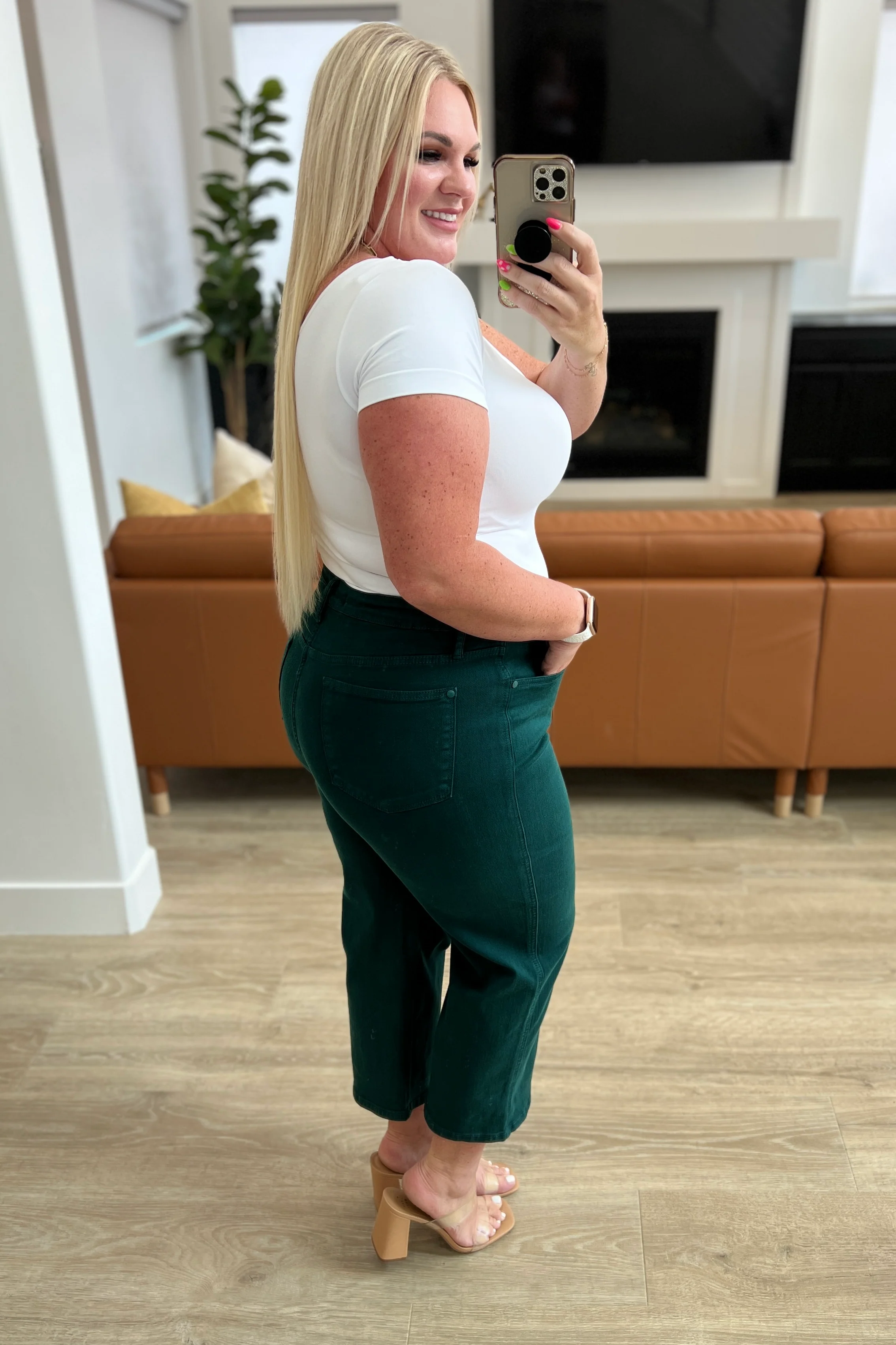 Briar High Rise Control Top Wide Leg Crop Jeans in Teal - 8/23/2023 - Image 14