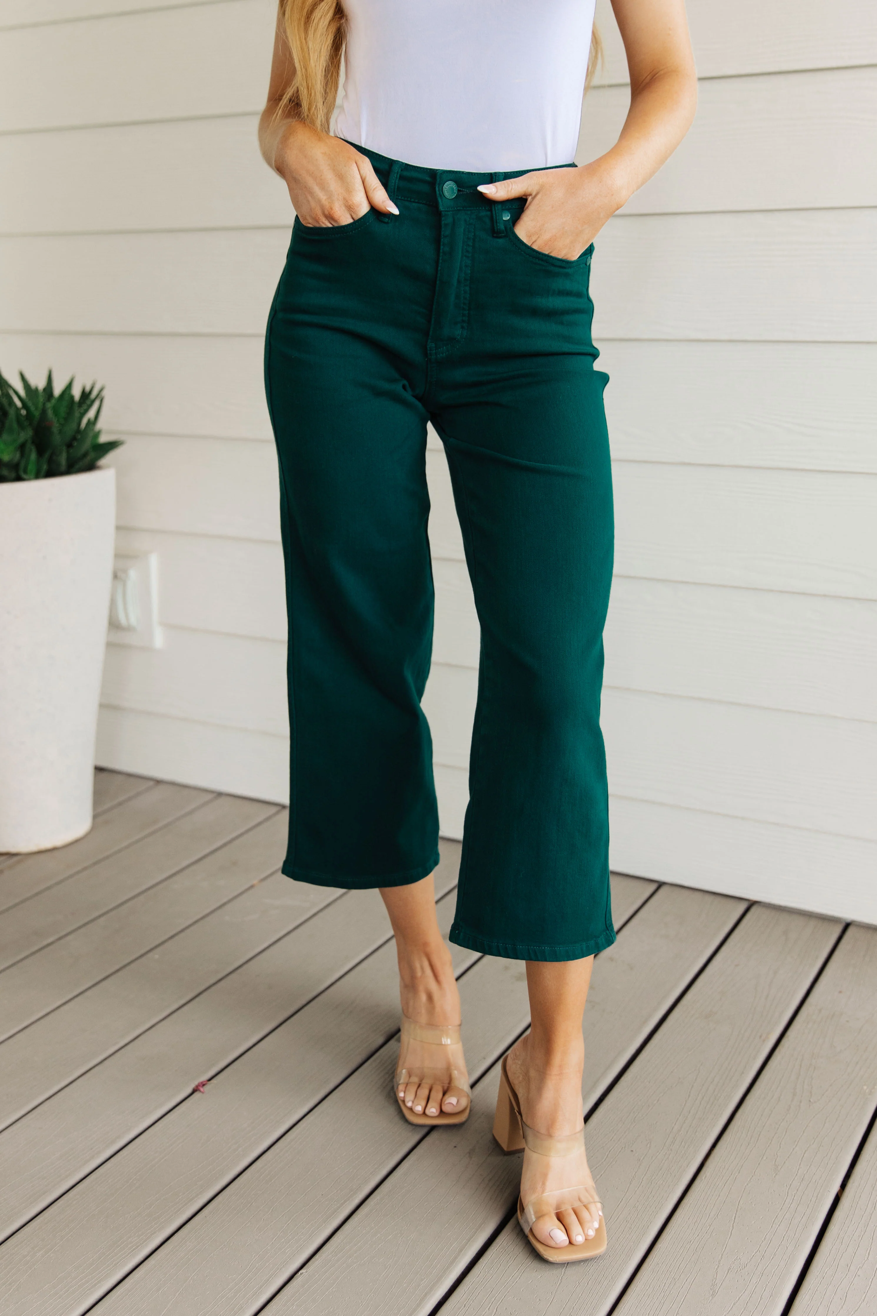 Briar High Rise Control Top Wide Leg Crop Jeans in Teal - 8/23/2023 - Image 3