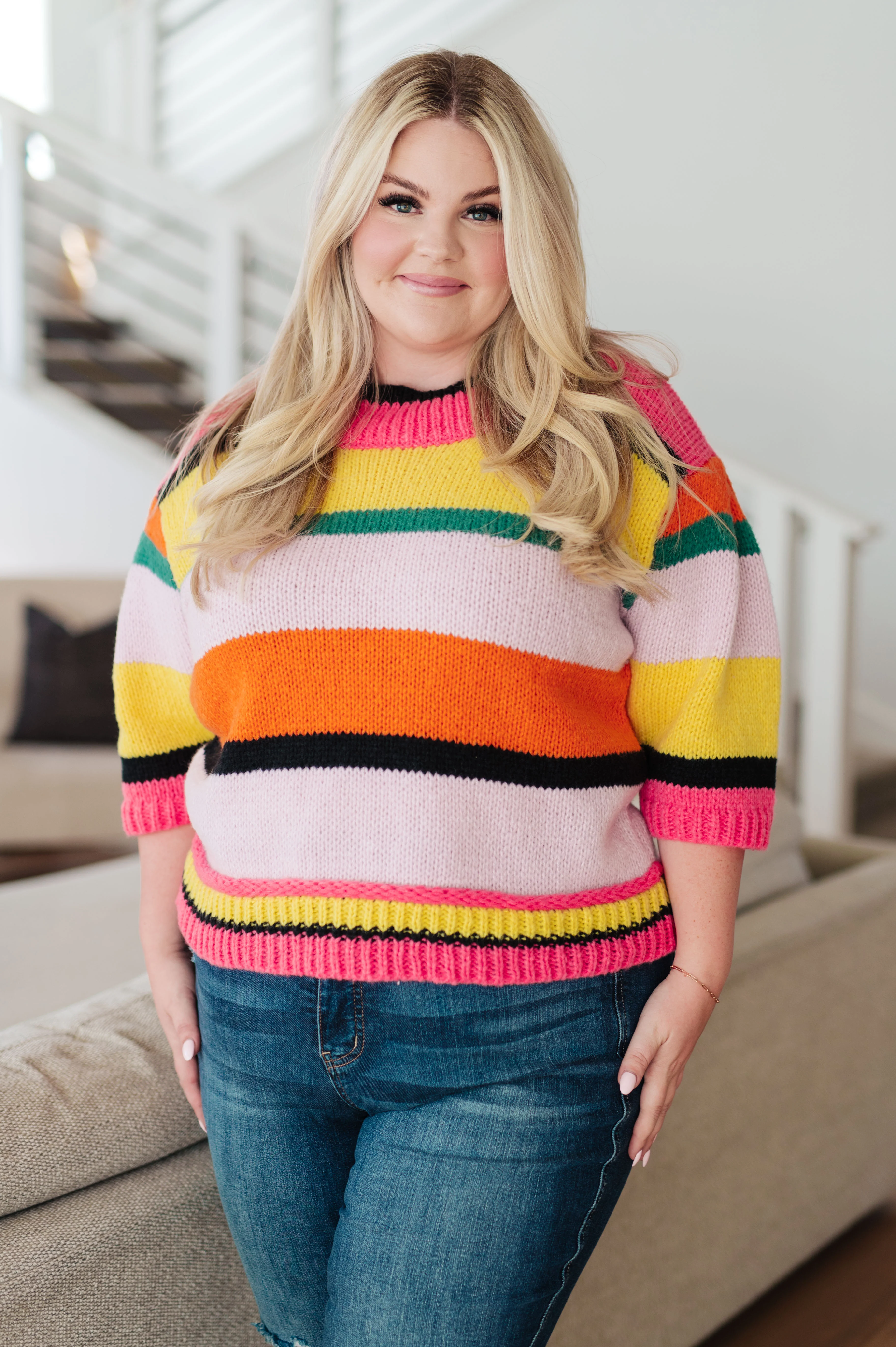 Bright Side Striped Sweater - 8/9/2024