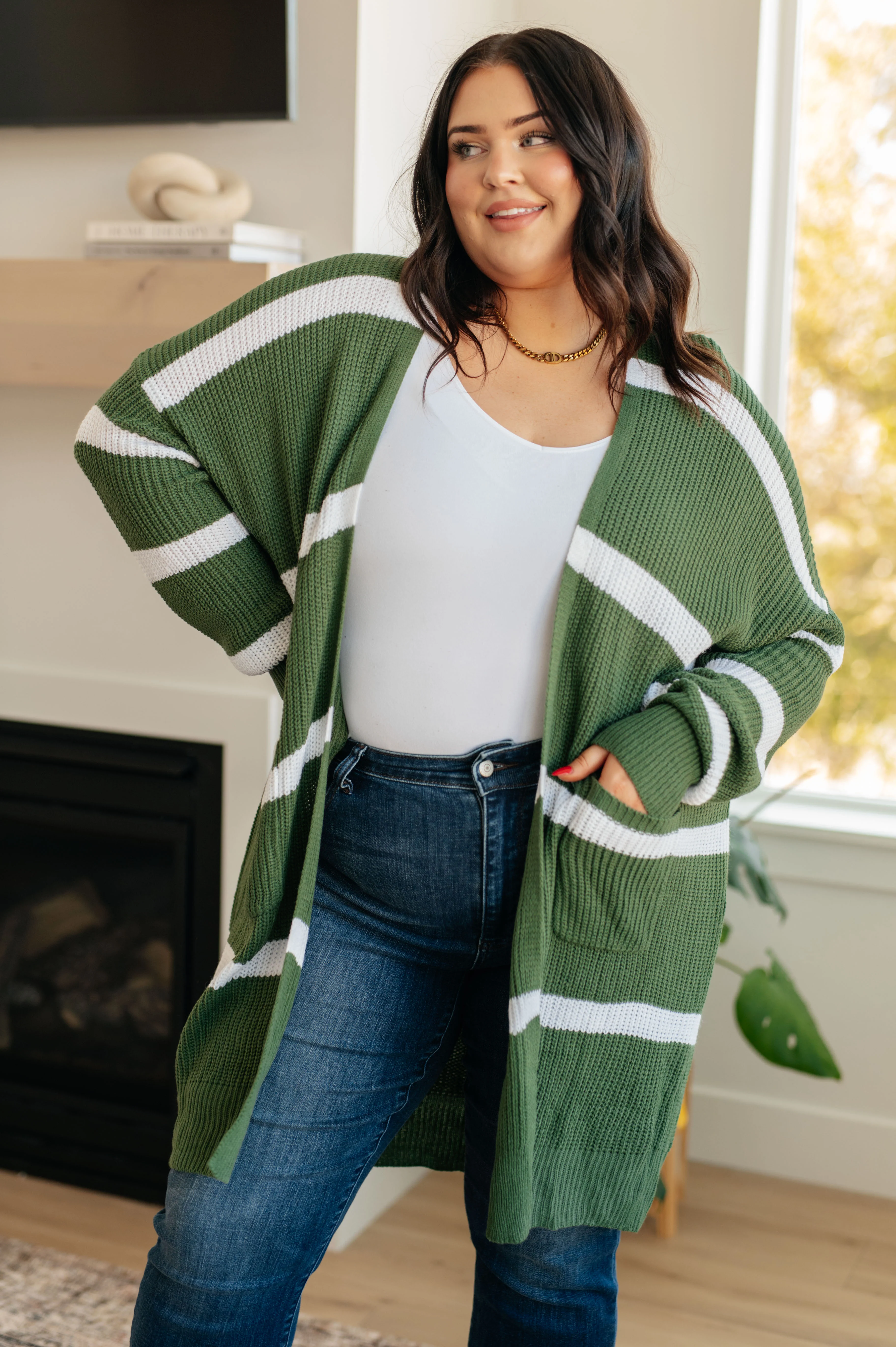 Brighter is Better Striped Cardigan in Green- 11/30/2023 - Image 4