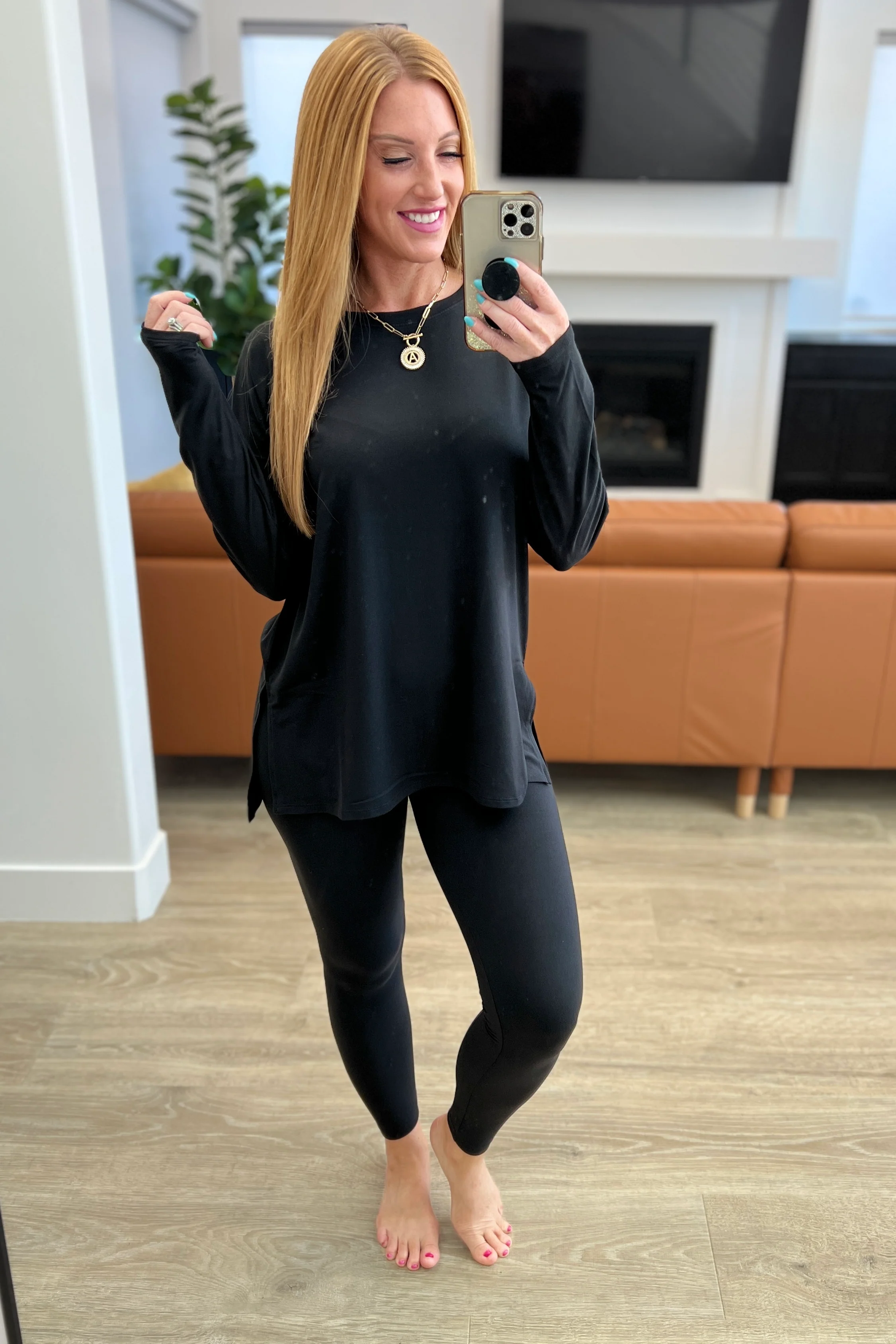 Buttery Soft Long Sleeve Loungewear Set in Black - 9/20/2023 - Image 2