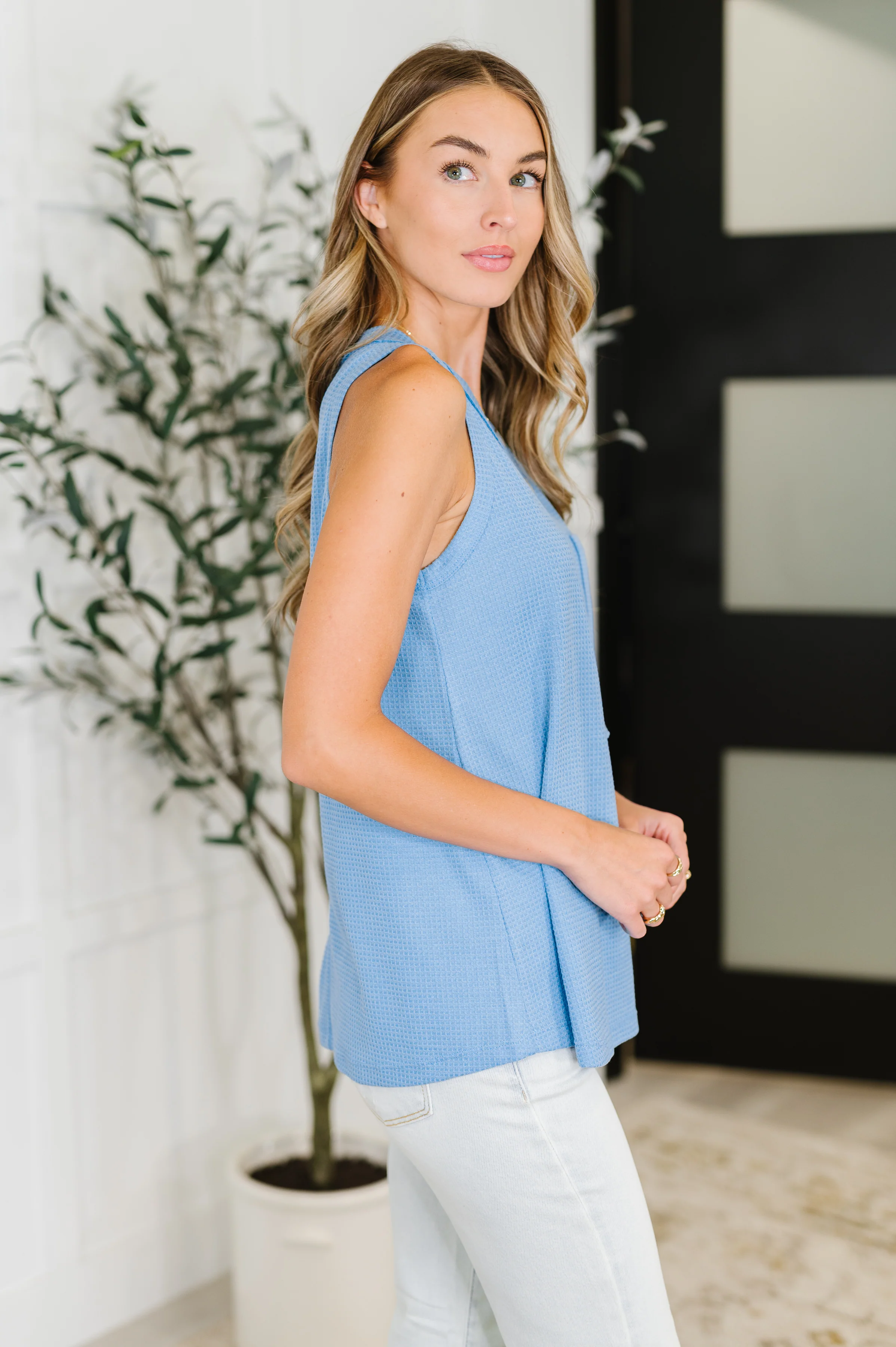 Buttoned Up Buttercup Sleeveless Top in Ocean Blue - 4/20/2026 - Image 5