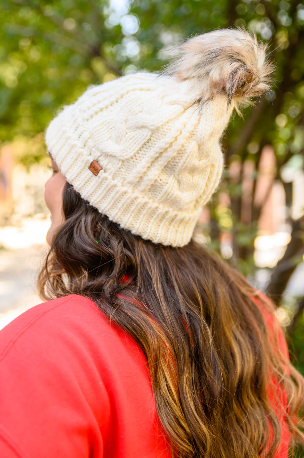 Cable Knit Cuffed Beanie In Ivory - 11/3/2022 - Image 3