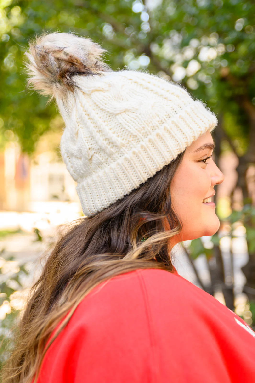 Cable Knit Cuffed Beanie In Ivory - 11/3/2022 - Image 5