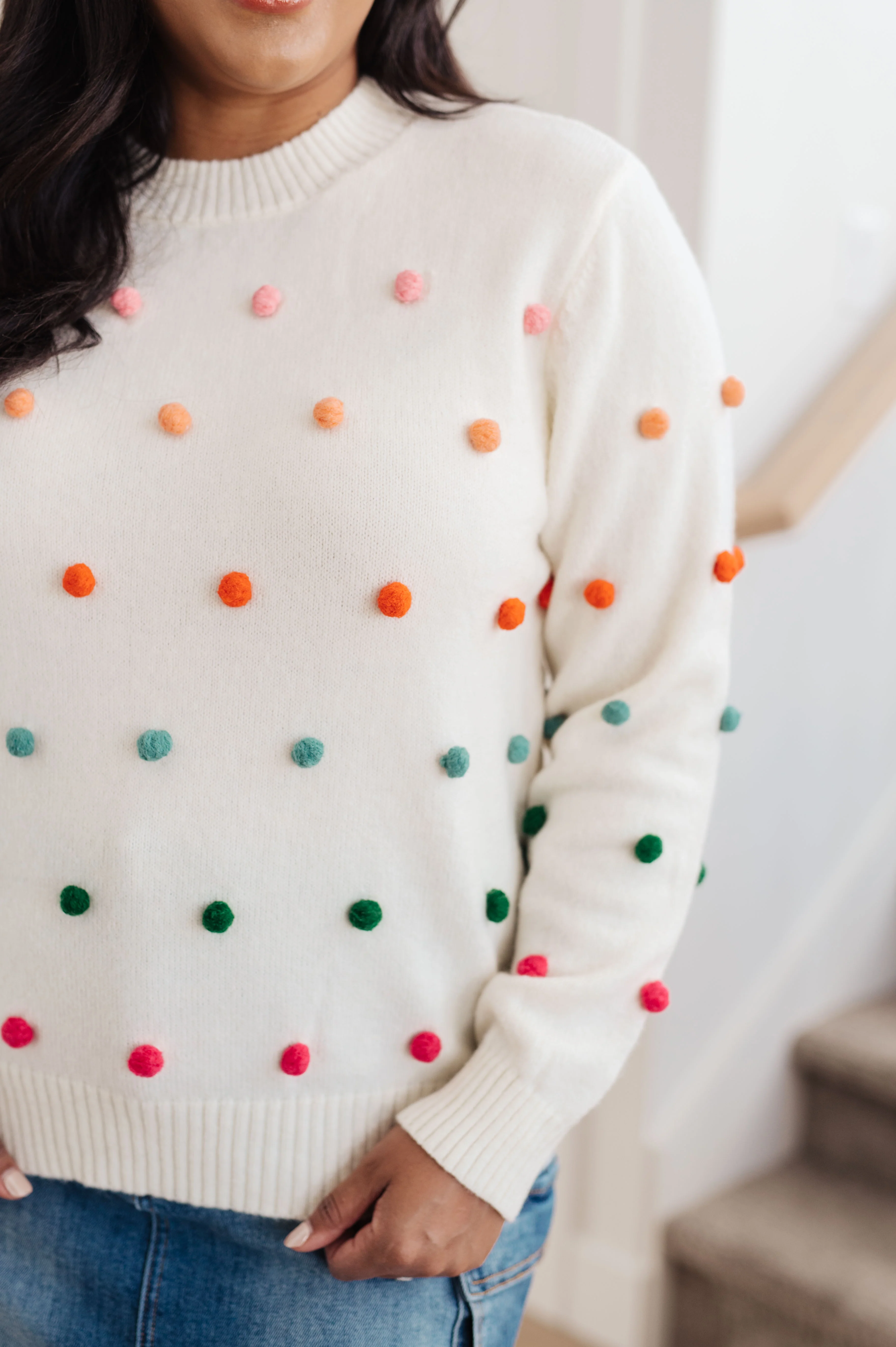 Candy Buttons Pom Detail Sweater - 11/21/2023 - Image 10
