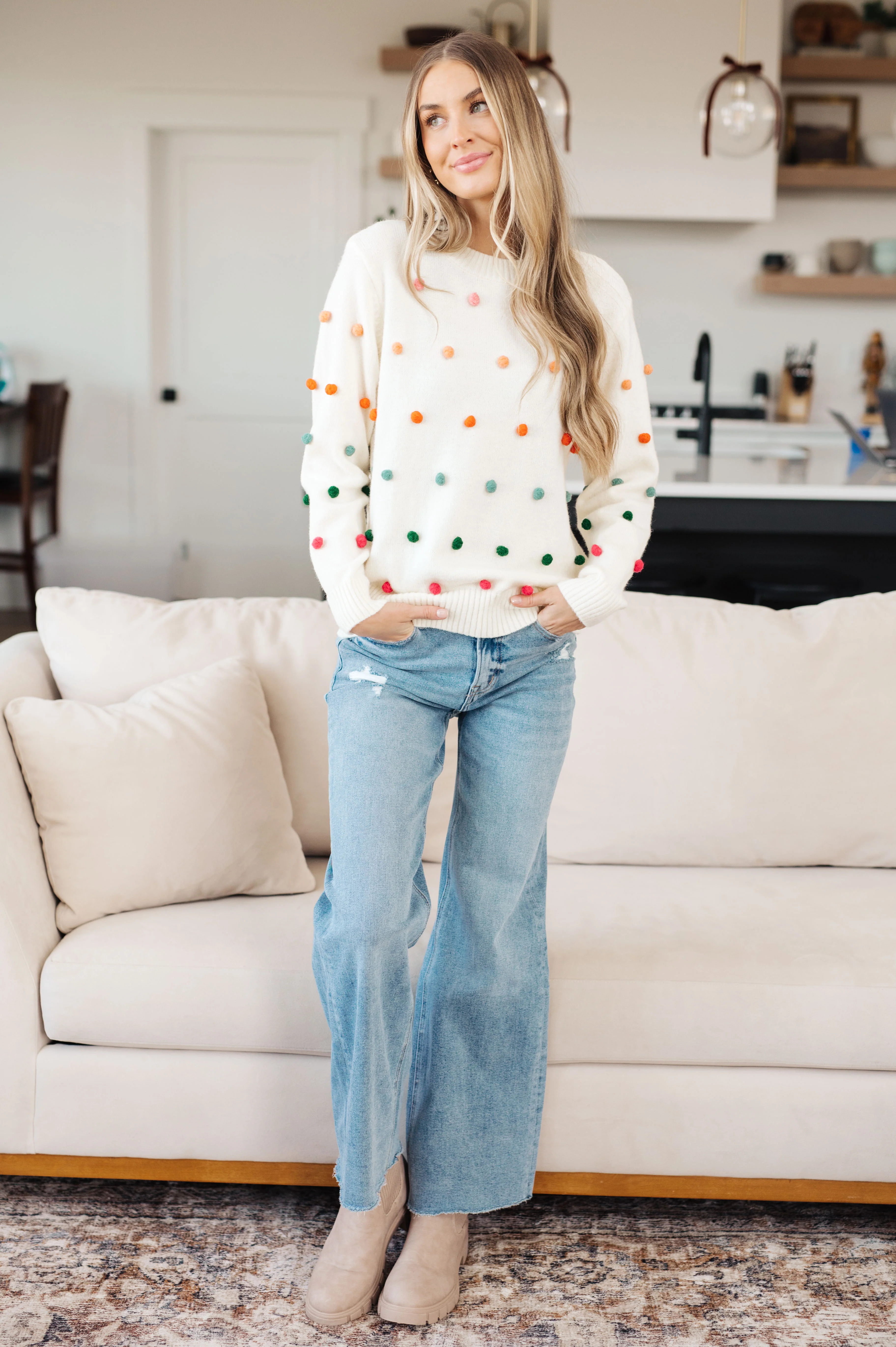 Candy Buttons Pom Detail Sweater - 11/21/2023 - Image 4