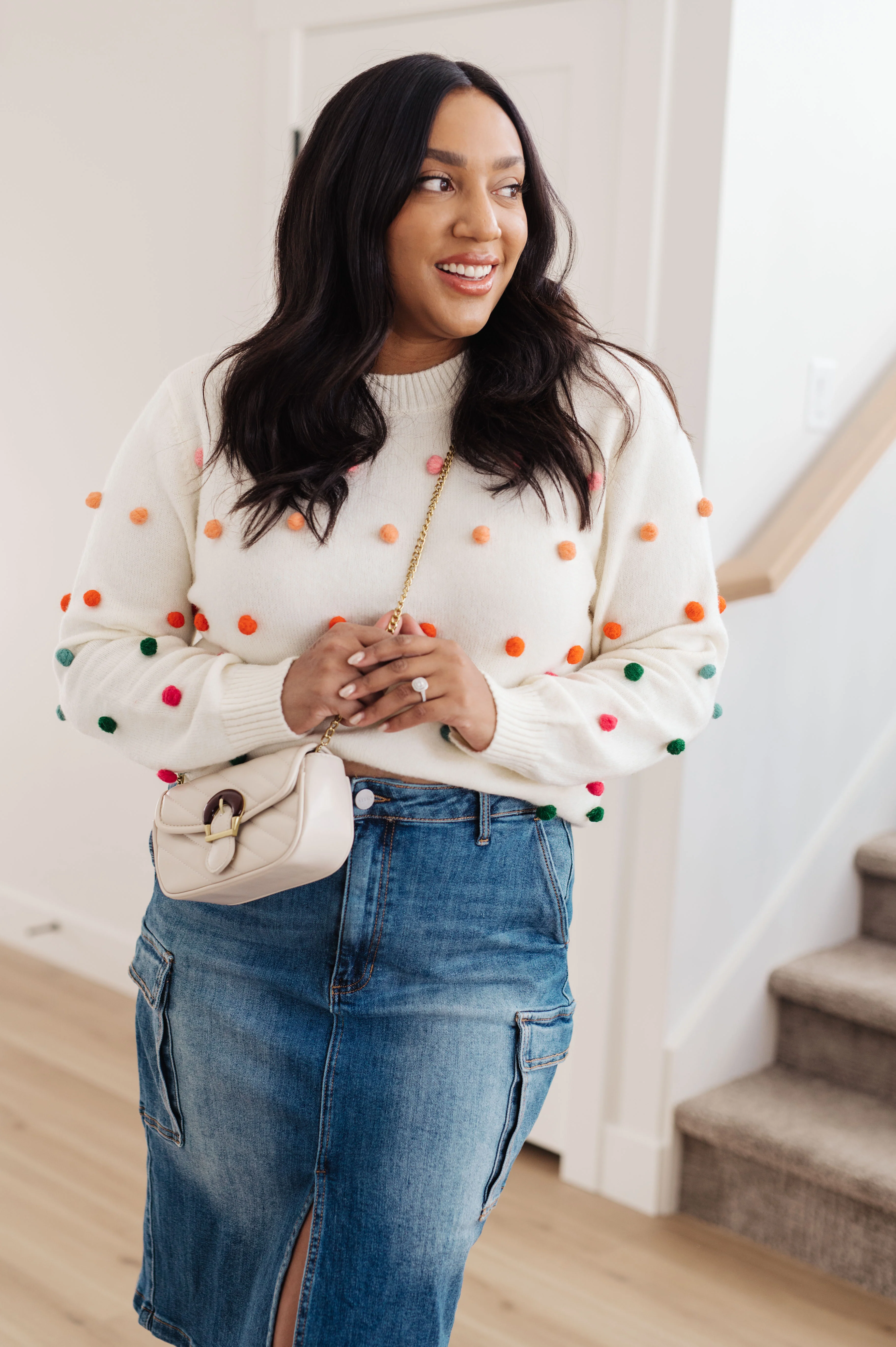 Candy Buttons Pom Detail Sweater - 11/21/2023 - Image 6