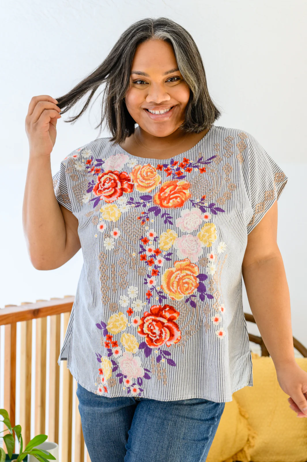 Canopy Of Crushes Striped Floral Top - 1/19/2023