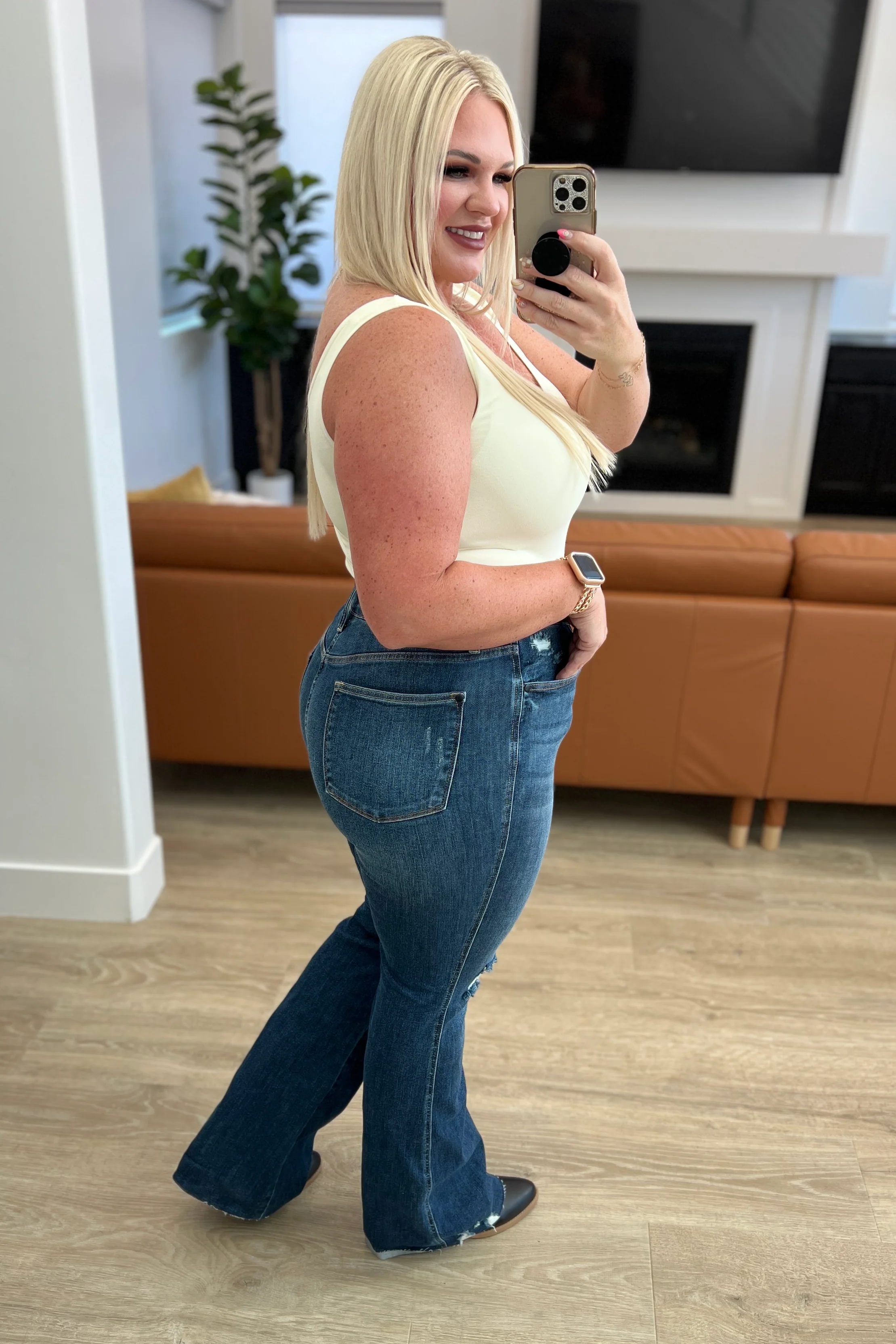 Cassandra High Rise Control Top Distressed Flare Jeans - 9/6/2023 - Image 13
