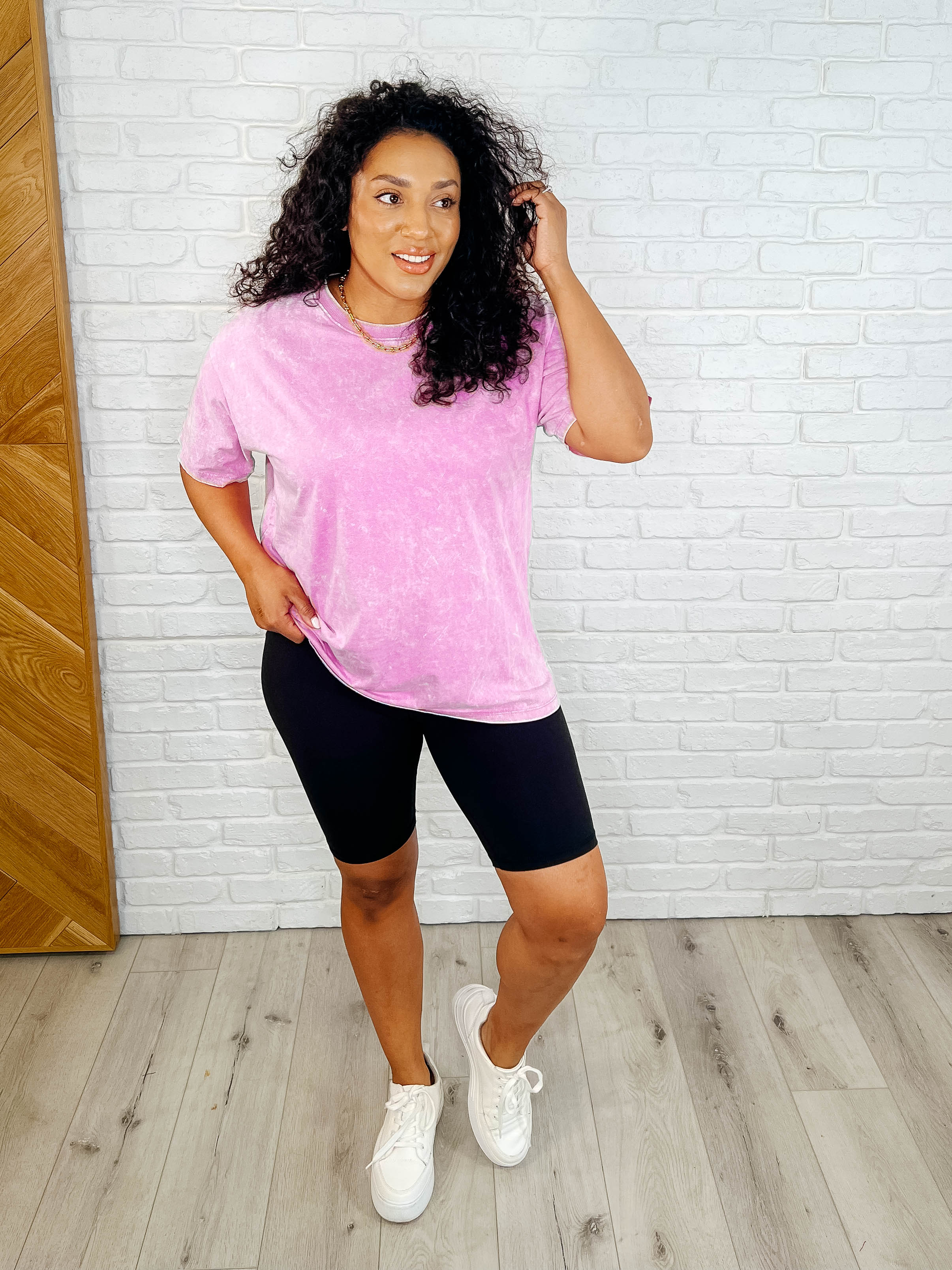 Casual Basic Drop Shoulder Oversized Tee in Bright Mauve - 3/12/2025 - Image 3