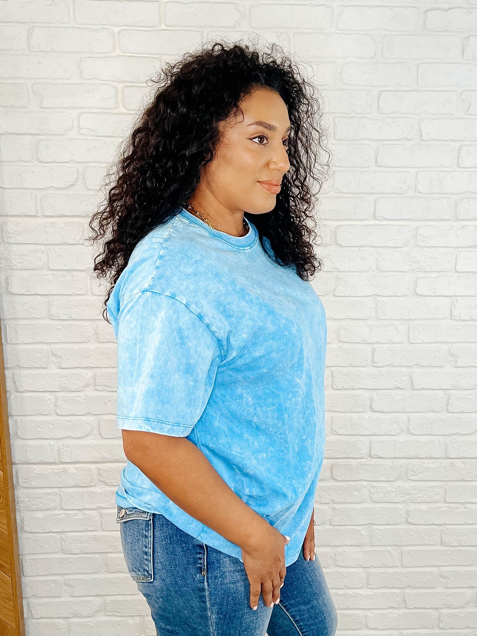 Casual Basic Drop Shoulder Oversized Tee in Deep Sky - 3/12/2025 - Image 5