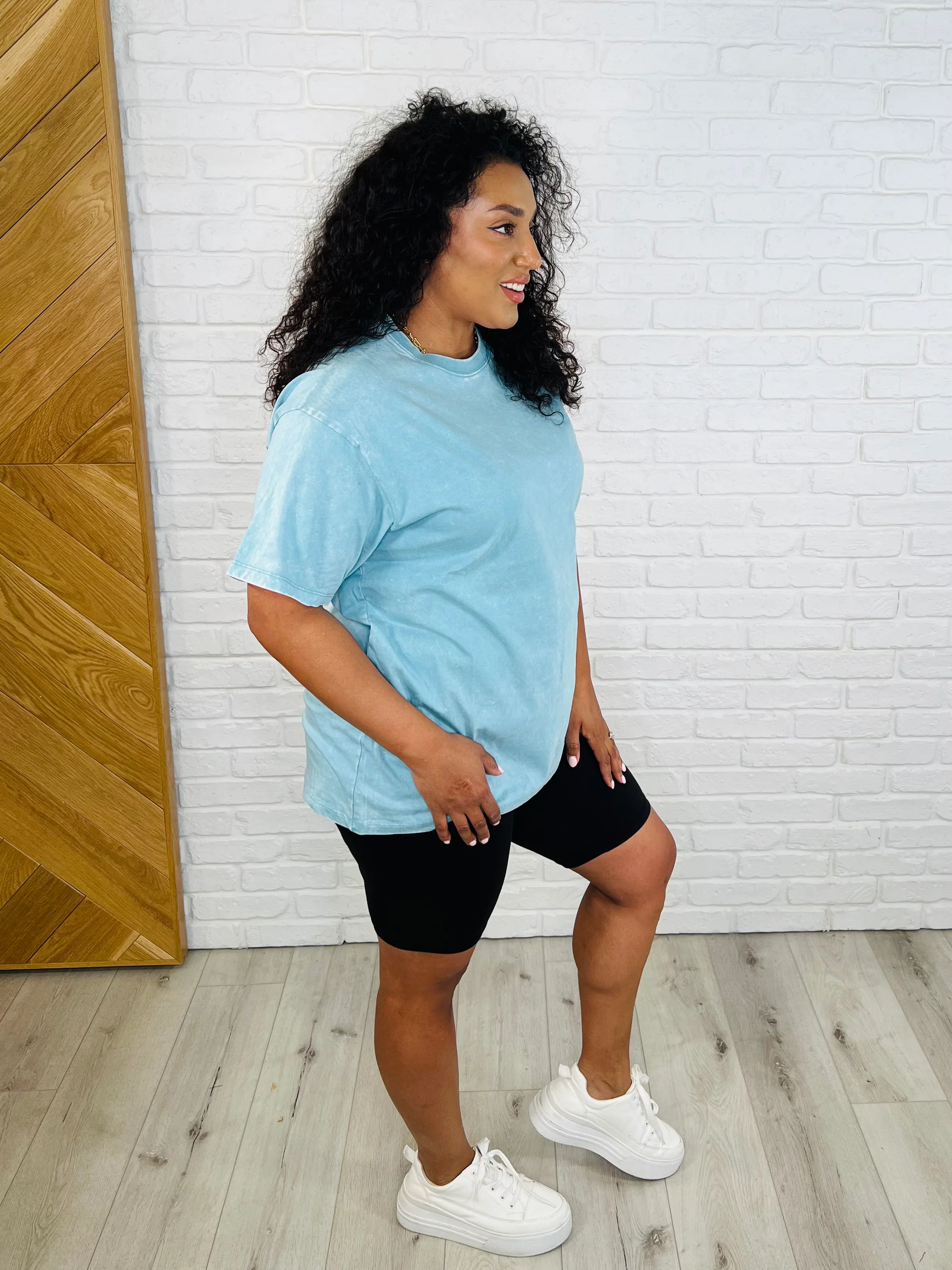 Casual Basic Drop Shoulder Oversized Tee in Dusty Teal - 3/12/2025 - Image 3