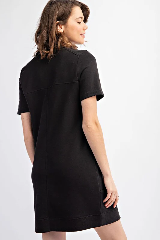 Casual Short Sleeve Dress in Black - Image 2