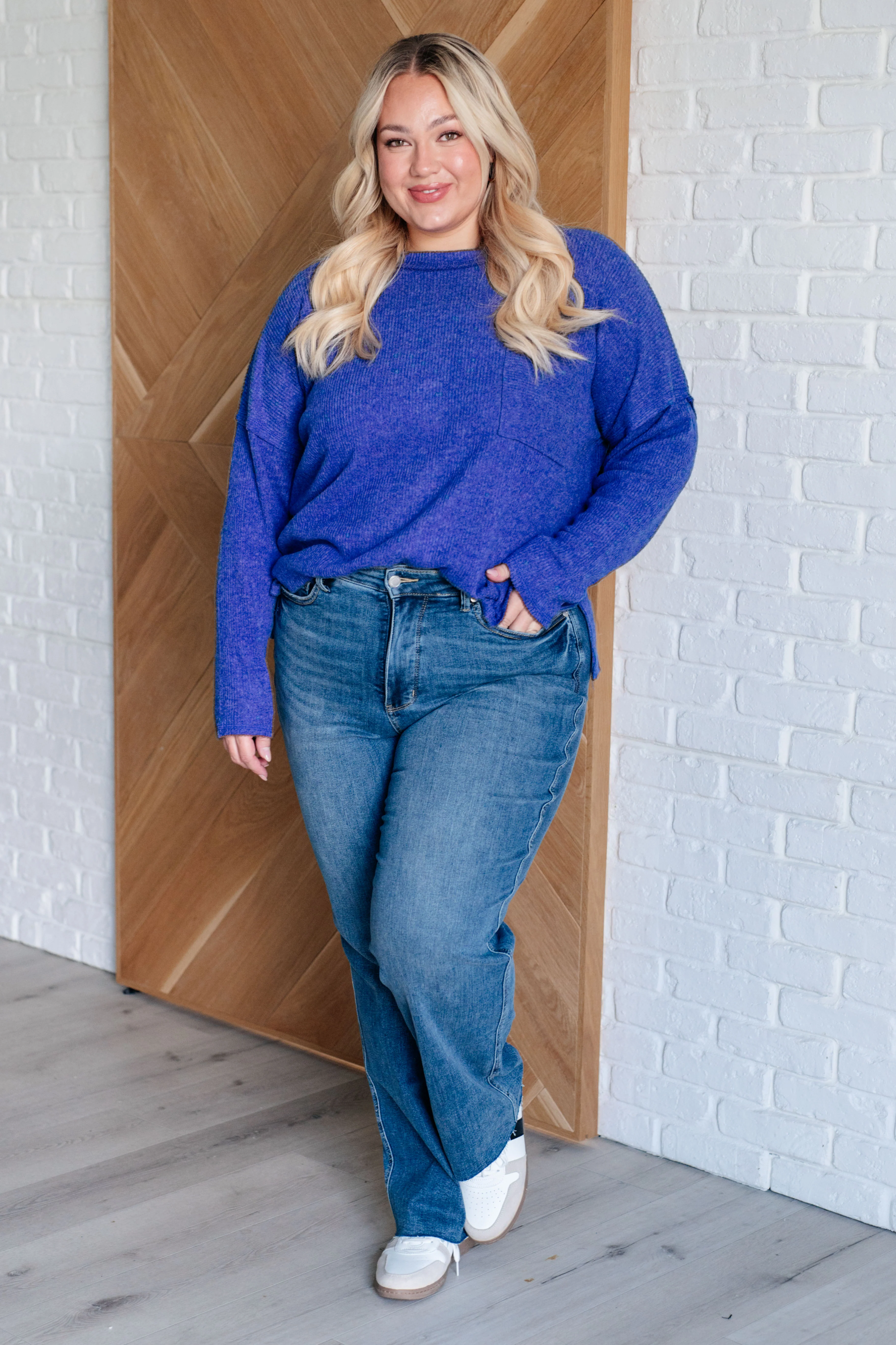 Casual Tuesday Ribbed Knit Sweater in Bright Blue - 10/2/2024 - Image 3