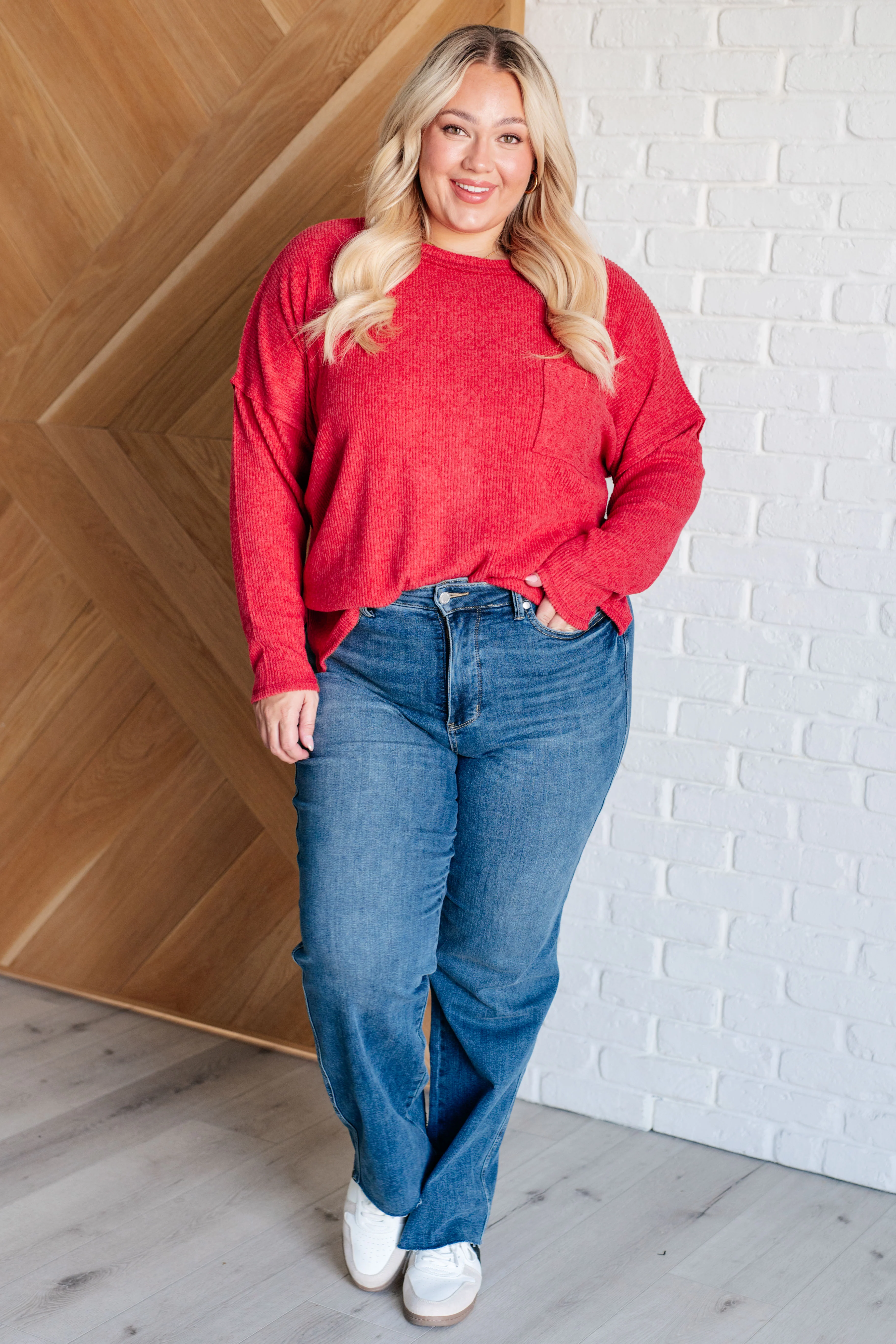 Casual Tuesday Ribbed Knit Sweater in Dark Red - 10/2/2024 - Image 3