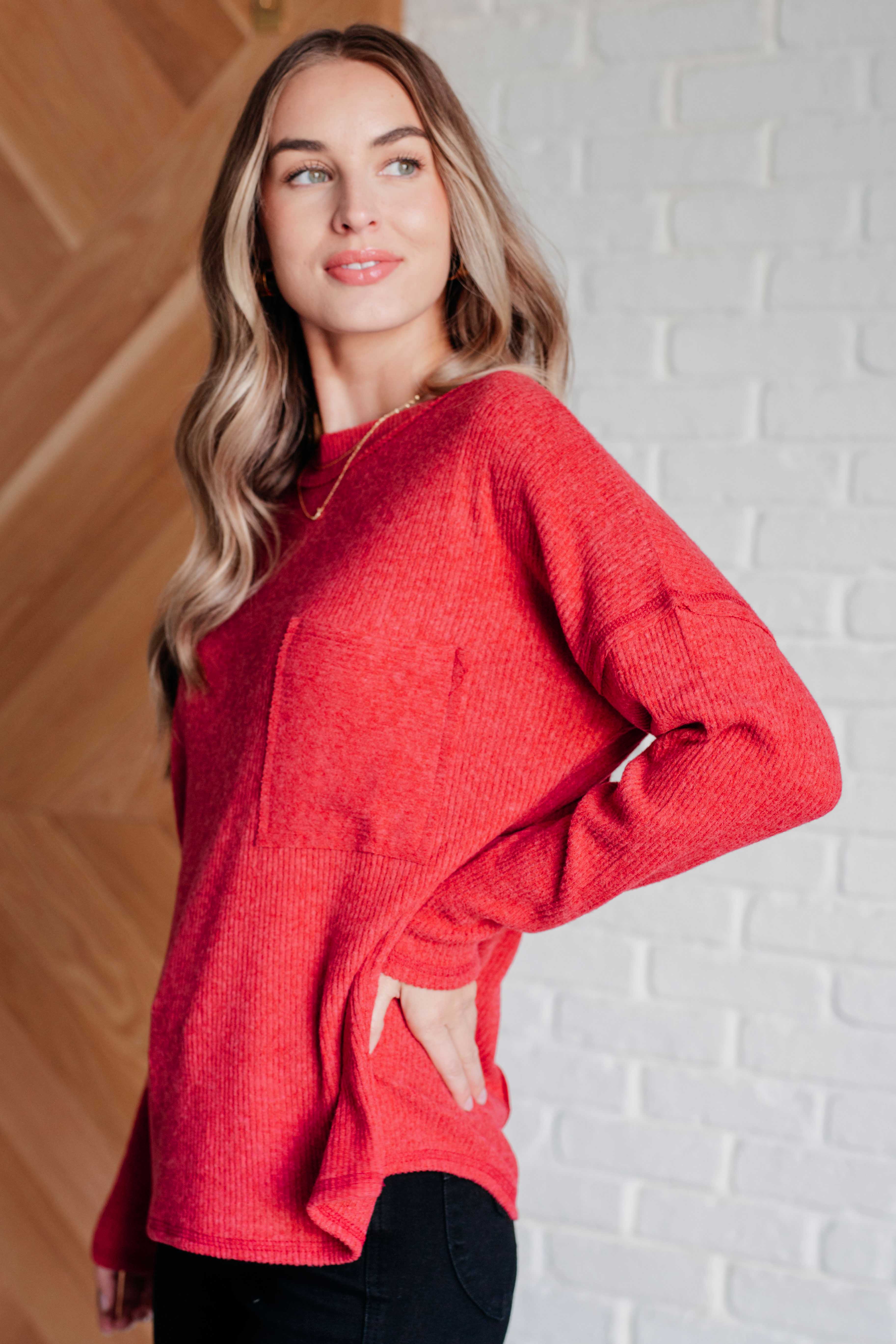 Casual Tuesday Ribbed Knit Sweater in Dark Red - 10/2/2024 - Image 6