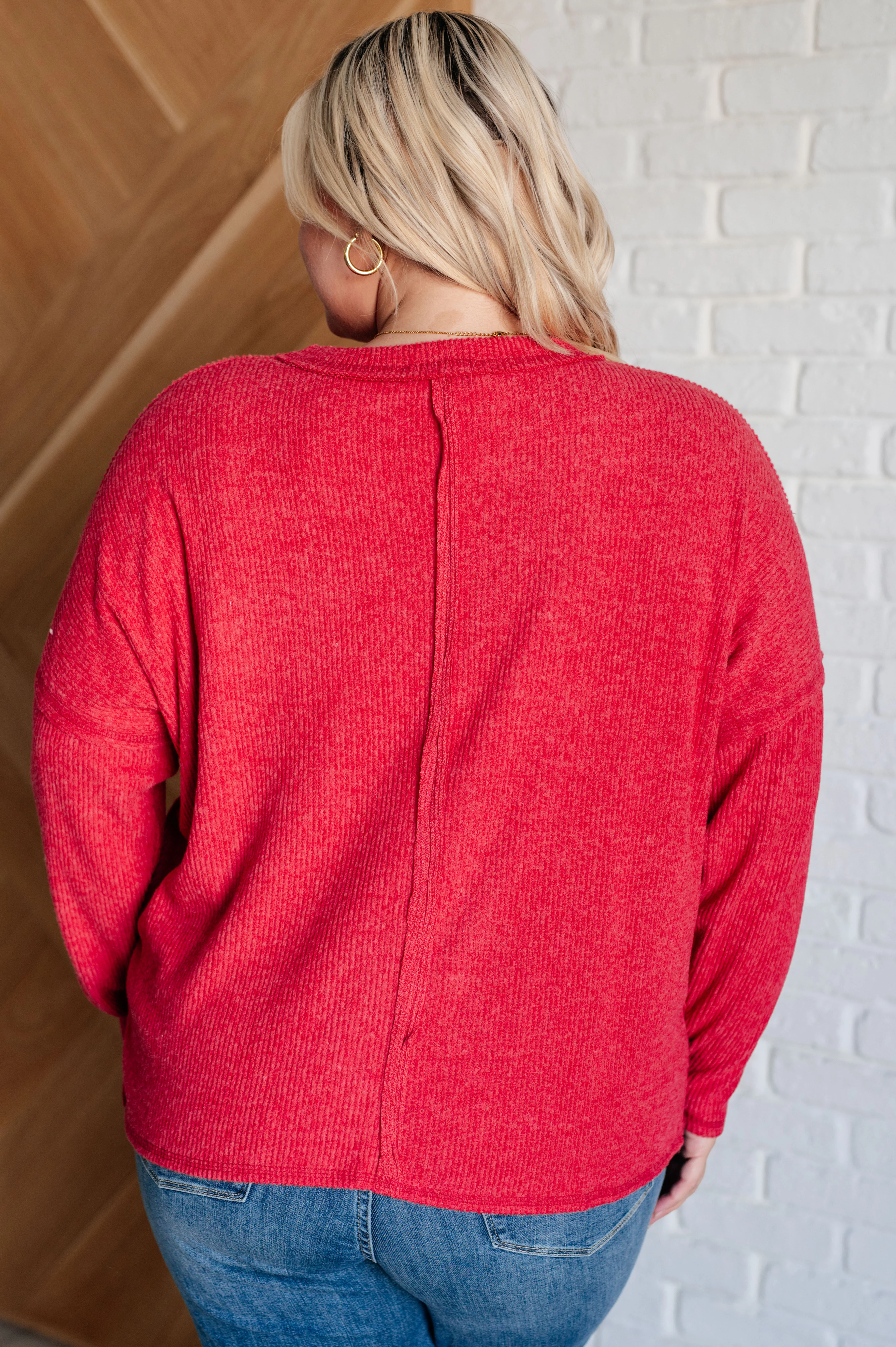 Casual Tuesday Ribbed Knit Sweater in Dark Red - 10/2/2024 - Image 7